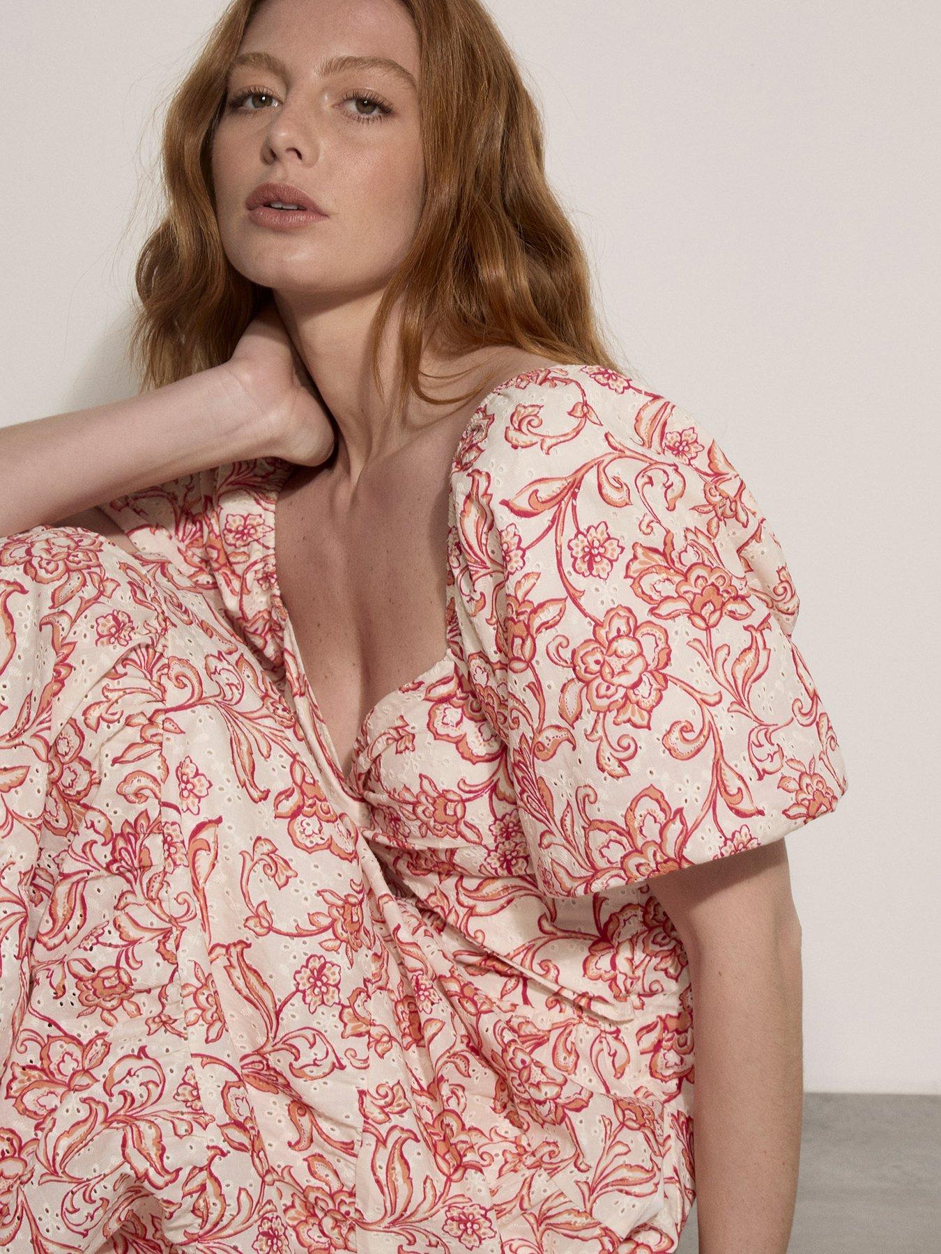 Image 4 of 4 of Apricot Apricot Printed Broderie Milkmaid Dress
