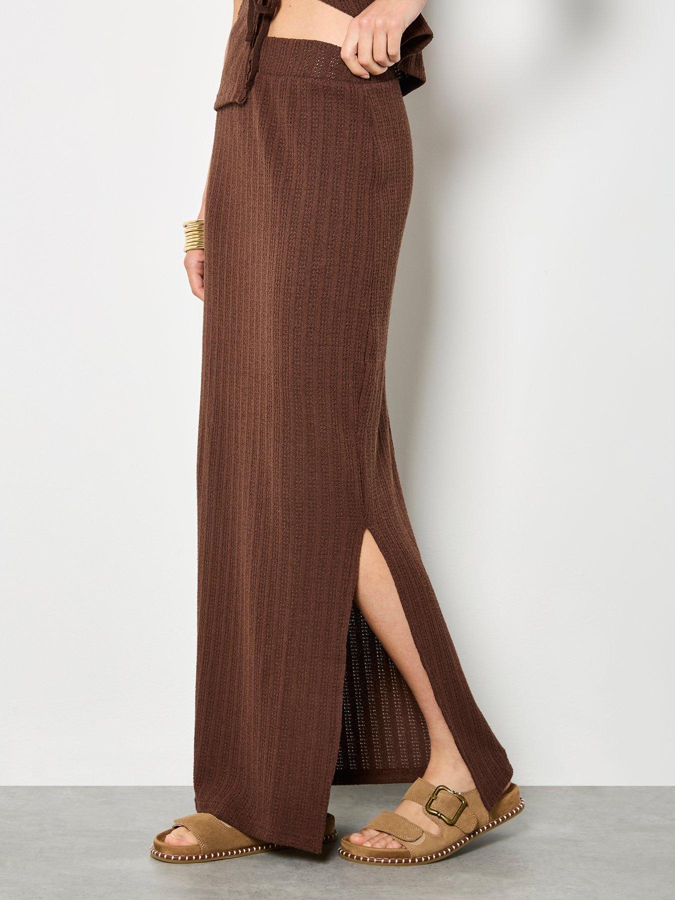 Apricot Apricot Pointelle Maxi Column Skirt