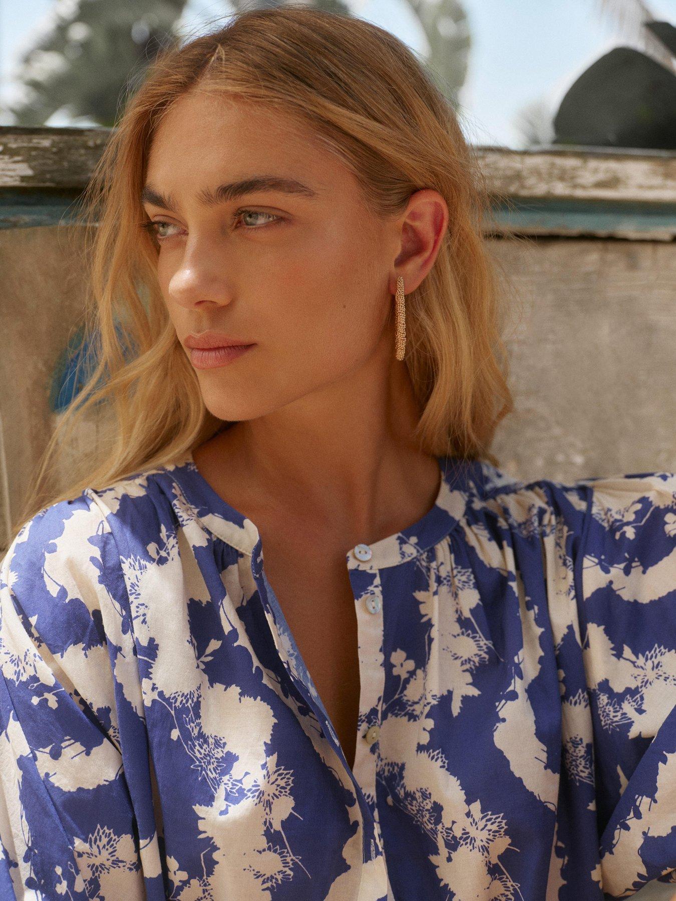 Image 4 of 6 of Mint Velvet Abstract Print Blouse - Blue