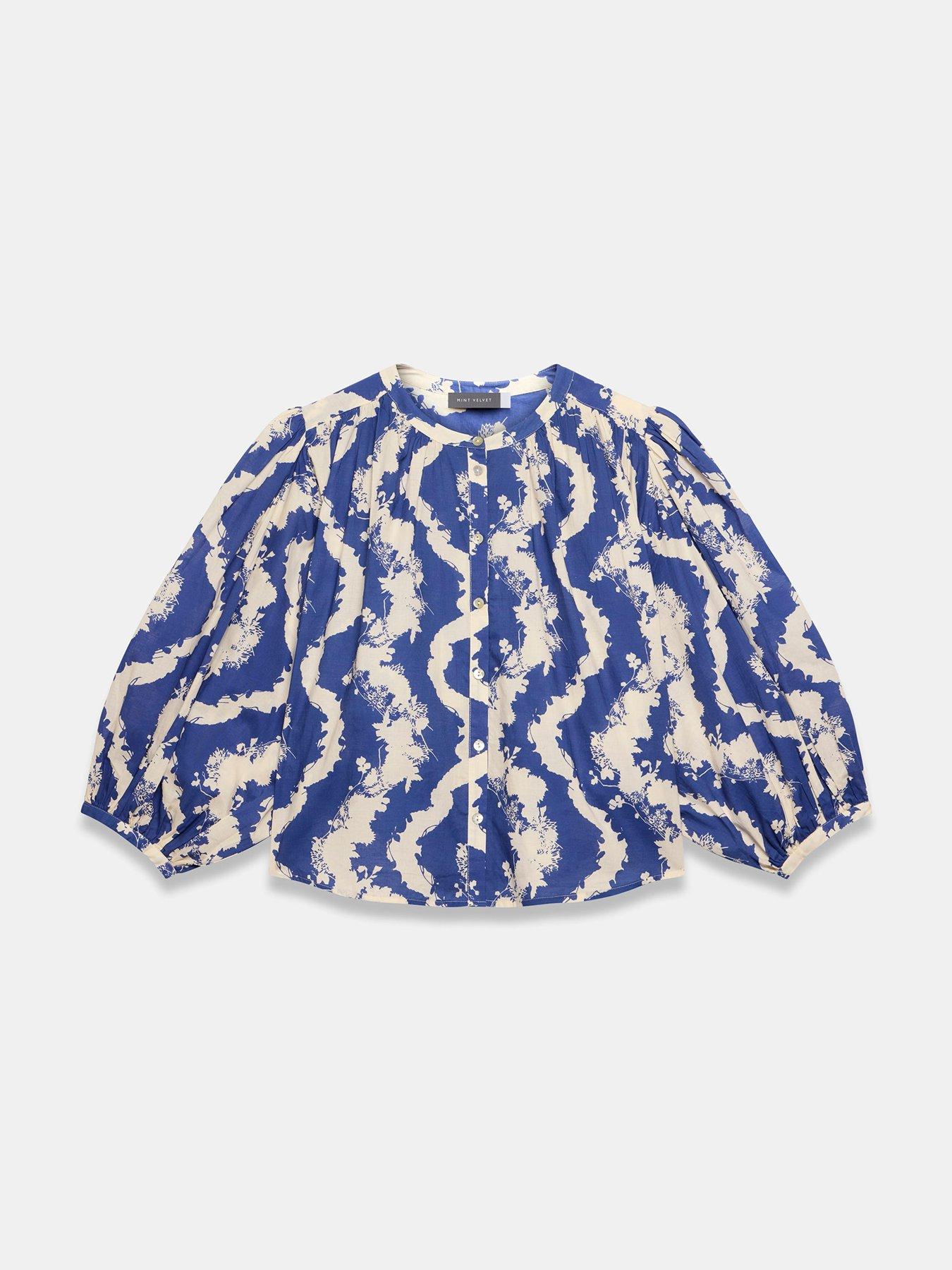 Image 5 of 6 of Mint Velvet Abstract Print Blouse - Blue