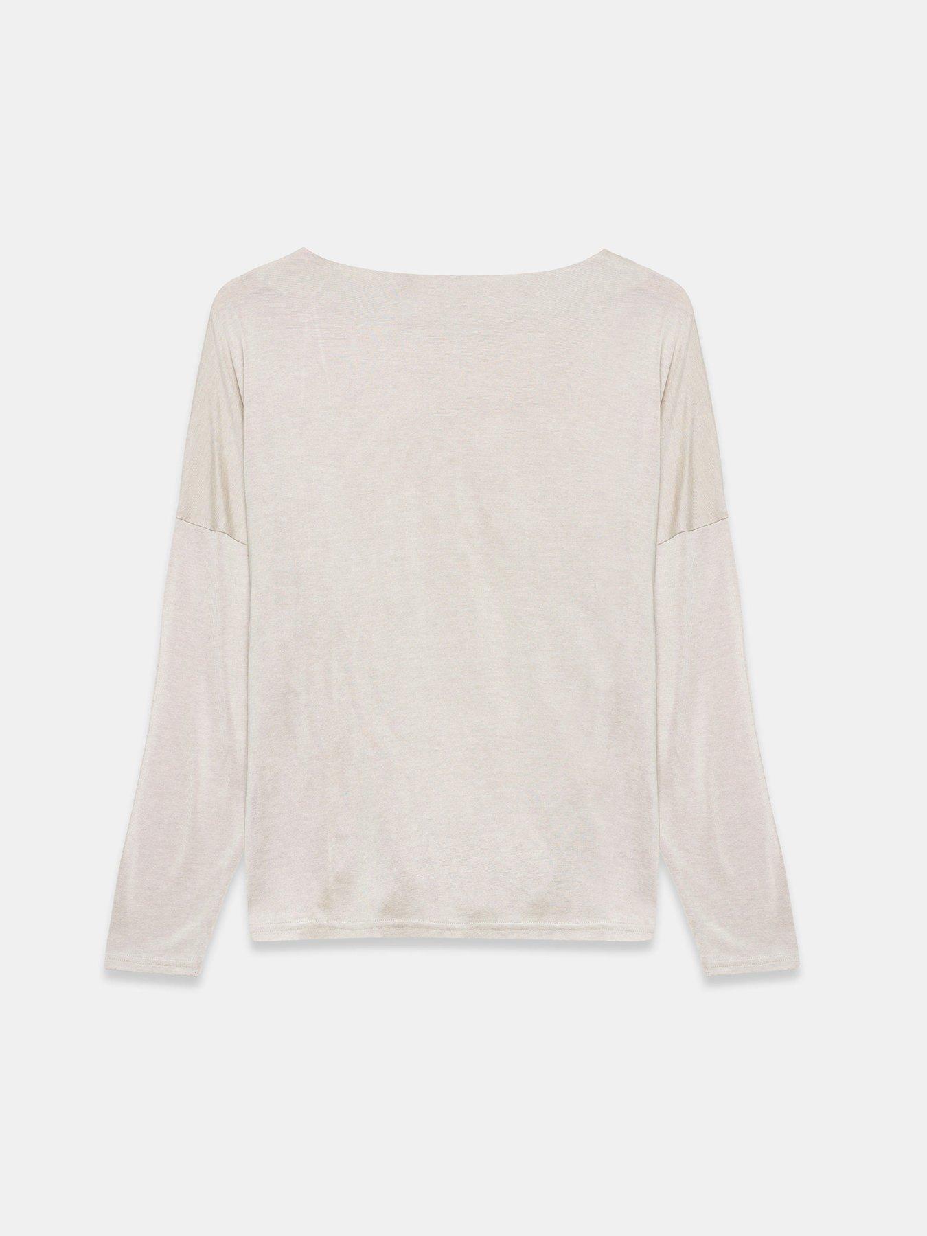 Image 6 of 6 of Mint Velvet Neutral Metallic Ruched Ls Top