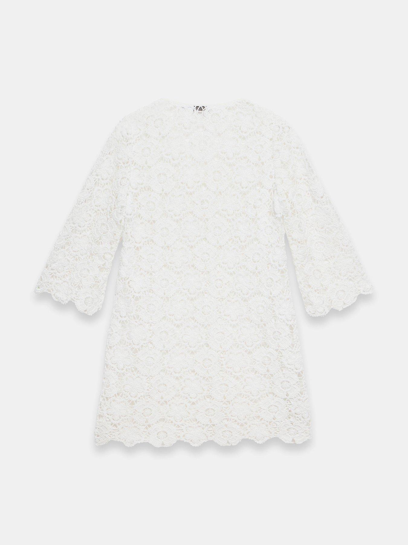 Image 6 of 6 of Mint Velvet Ivory Crochet Beach Dress - White