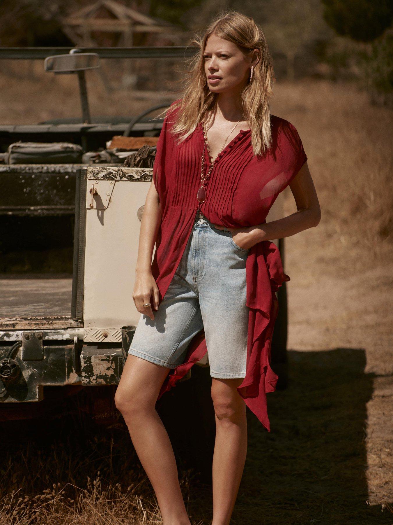 Image 1 of 5 of Mint Velvet Burgundy Tunic Top - Red