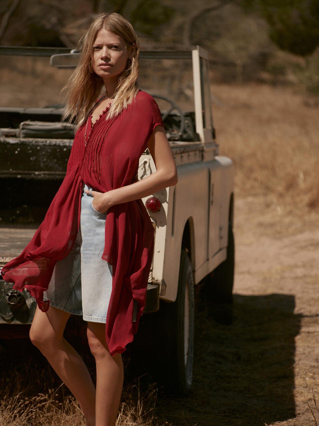 Image 3 of 5 of Mint Velvet Burgundy Tunic Top - Red