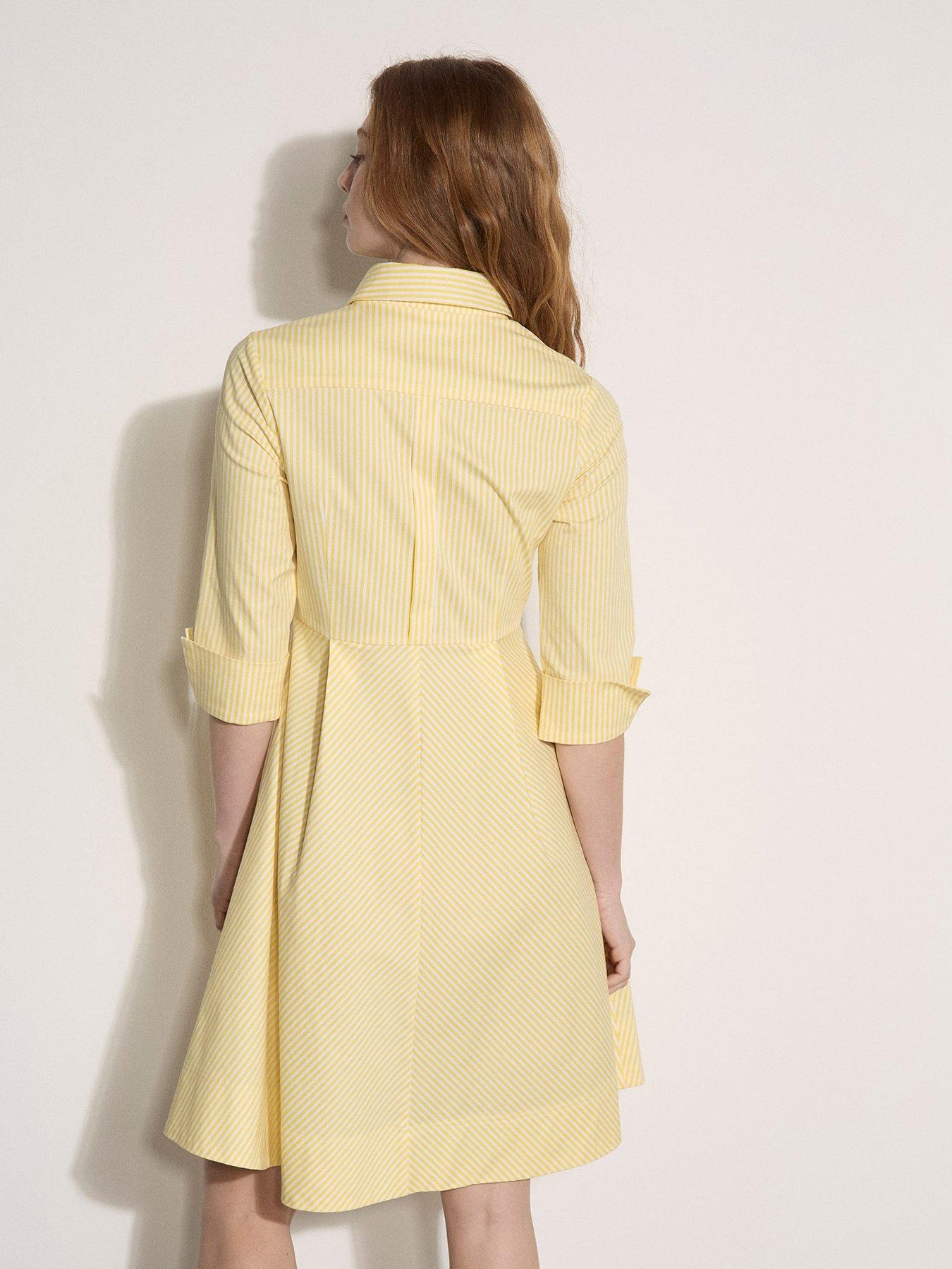 Image 2 of 4 of Apricot Striped Shirt Mini Dress - Yellow