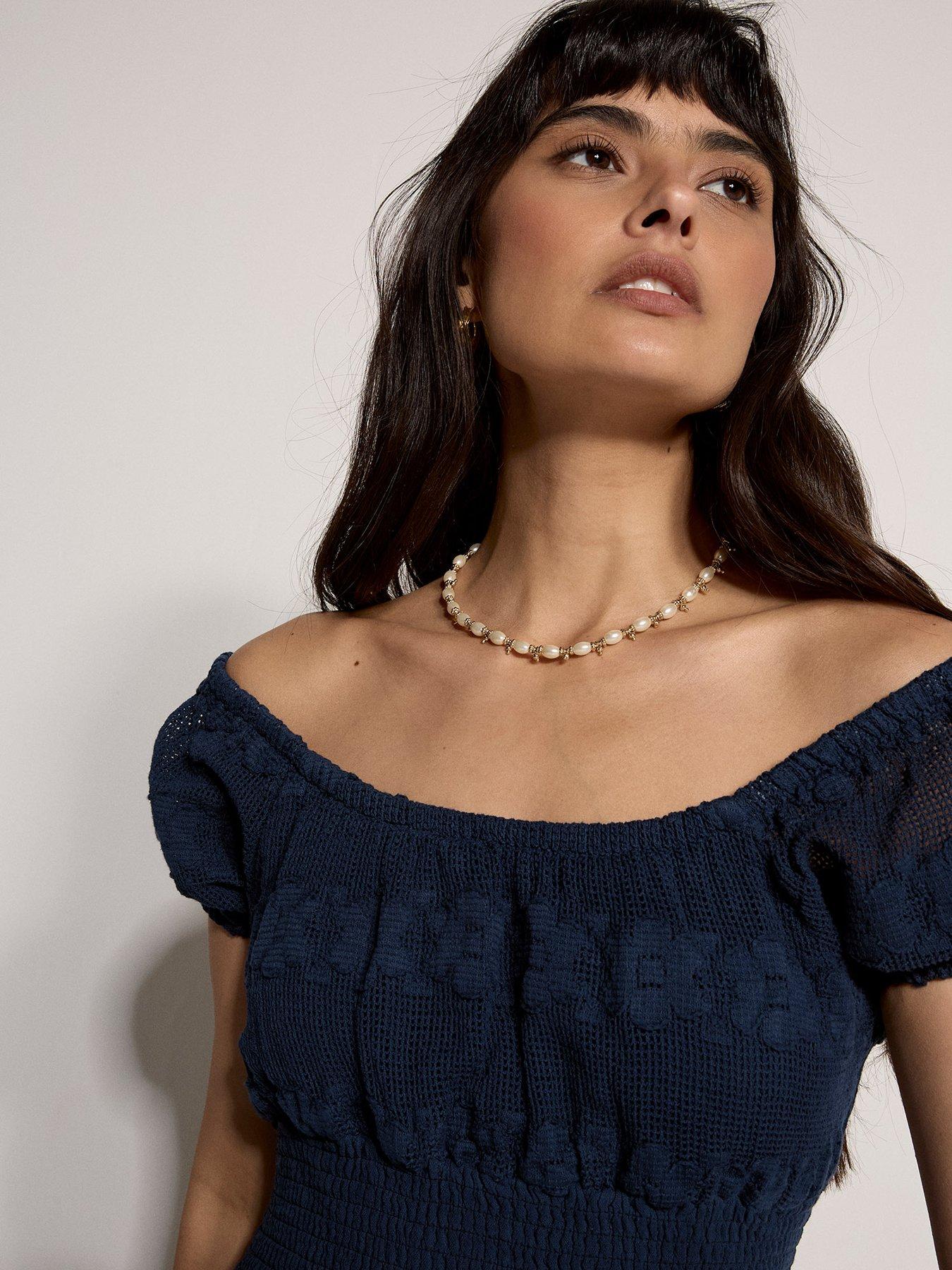 Image 4 of 5 of Apricot Floral Lace Milkmaid Maxi Dress - Blue