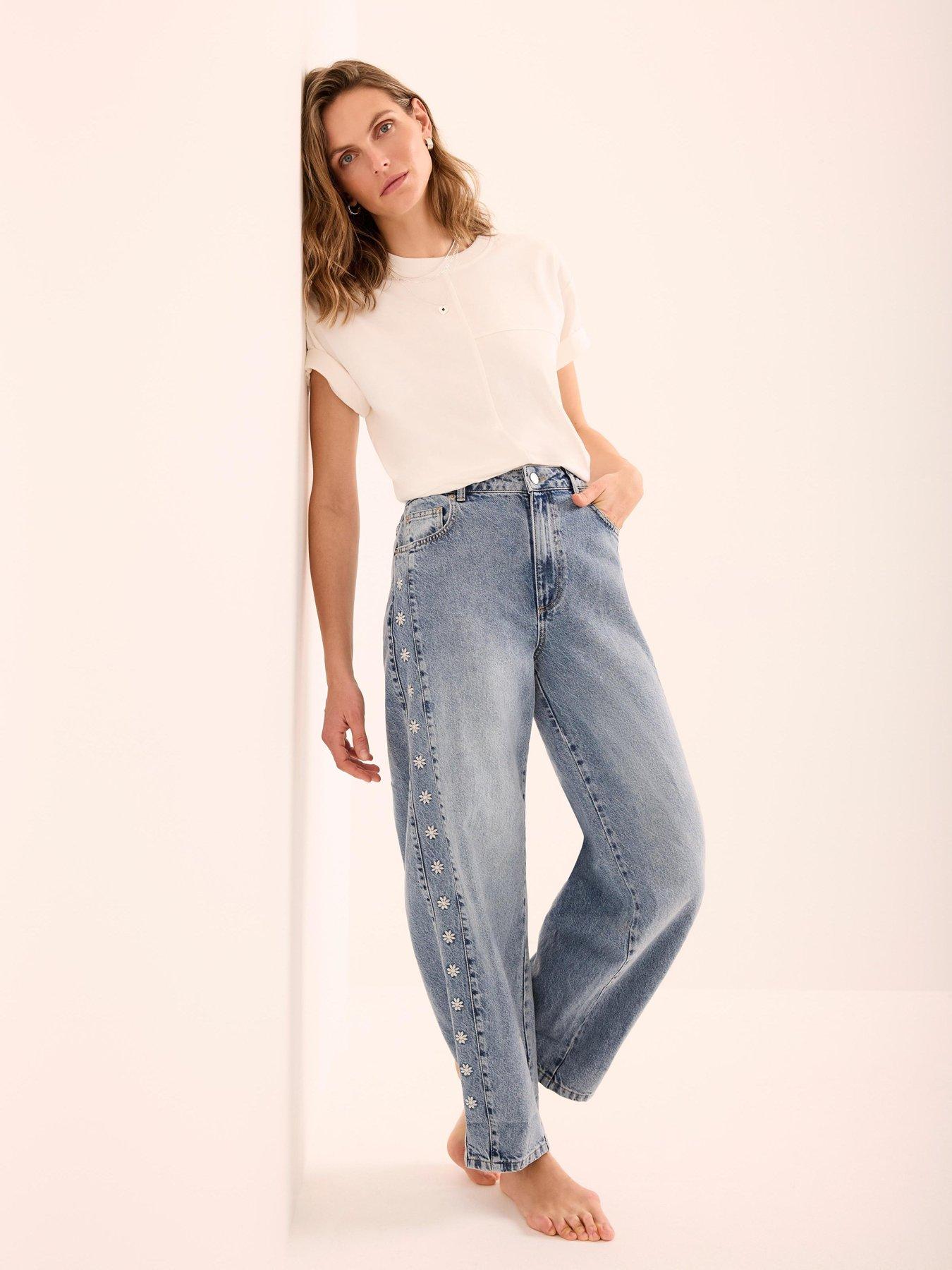 Image 2 of 6 of Mint Velvet Mid Indigo Embroidered Jean