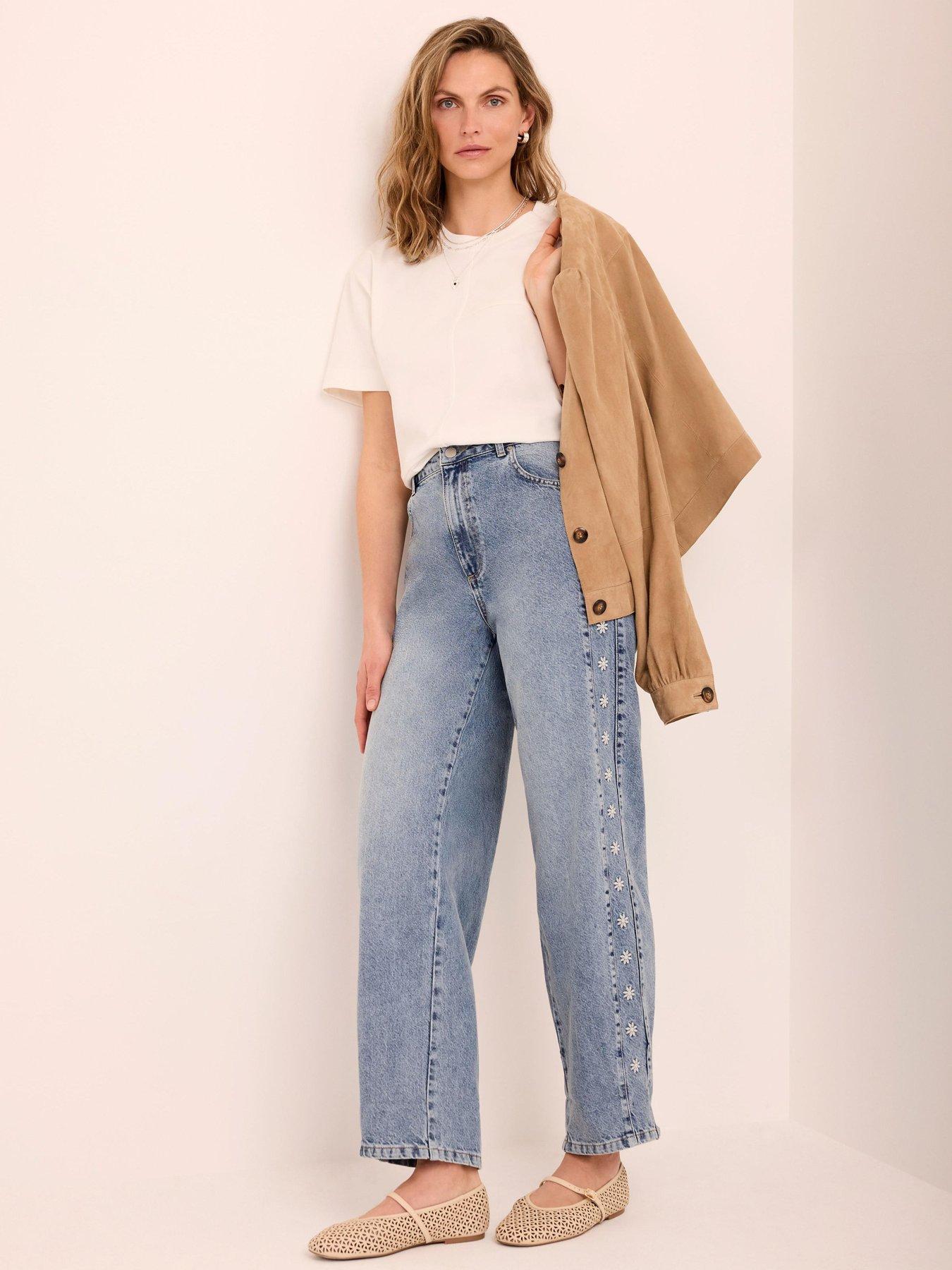 Image 3 of 6 of Mint Velvet Mid Indigo Embroidered Jean