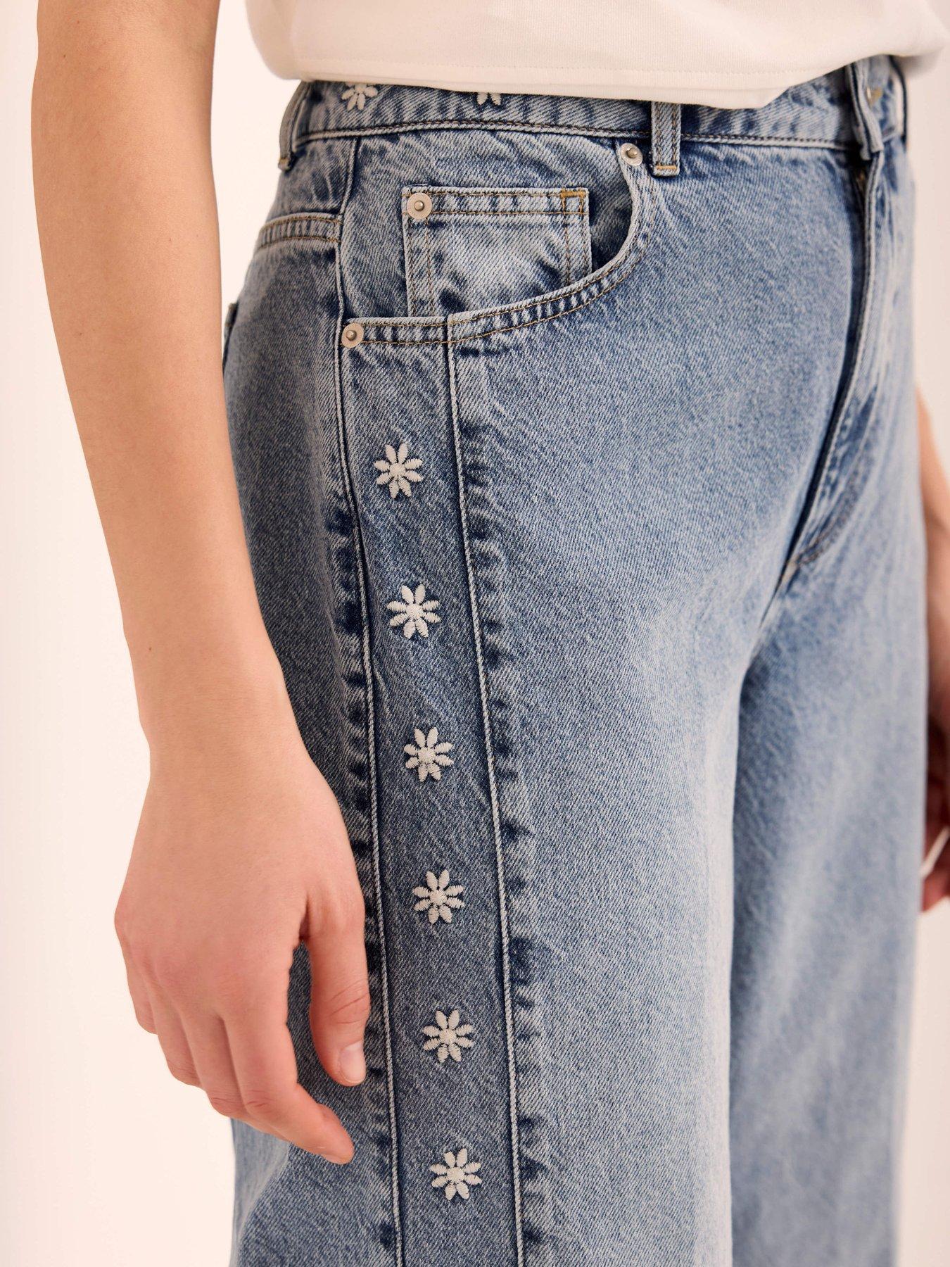 Image 4 of 6 of Mint Velvet Mid Indigo Embroidered Jean