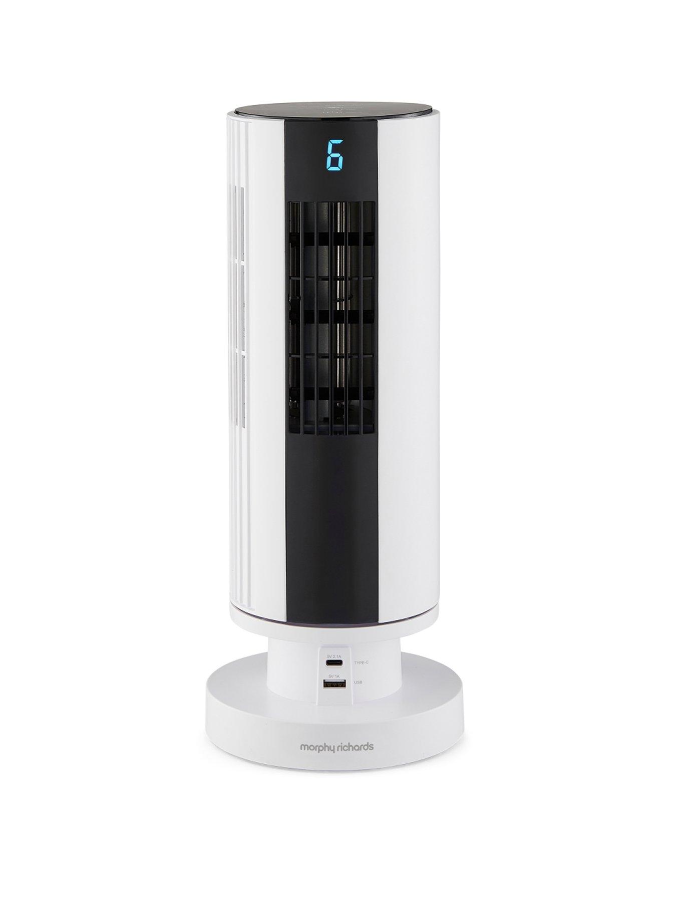 Morphy Richards AirFlex 14" Tower Fan with Built-In Device Charger - White