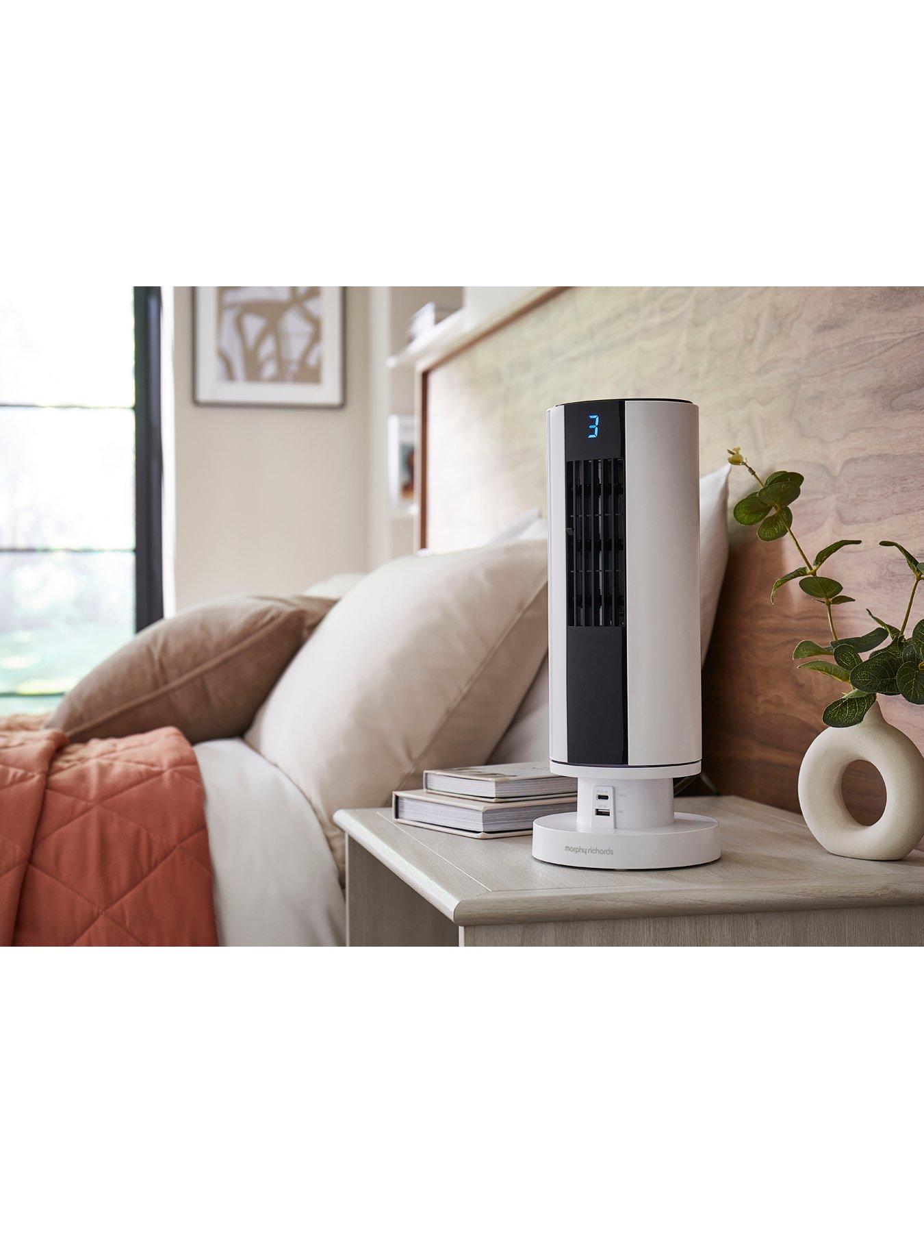 Image 2 of 8 of Morphy Richards AirFlex 14" Tower Fan with Built-In Device Charger - White