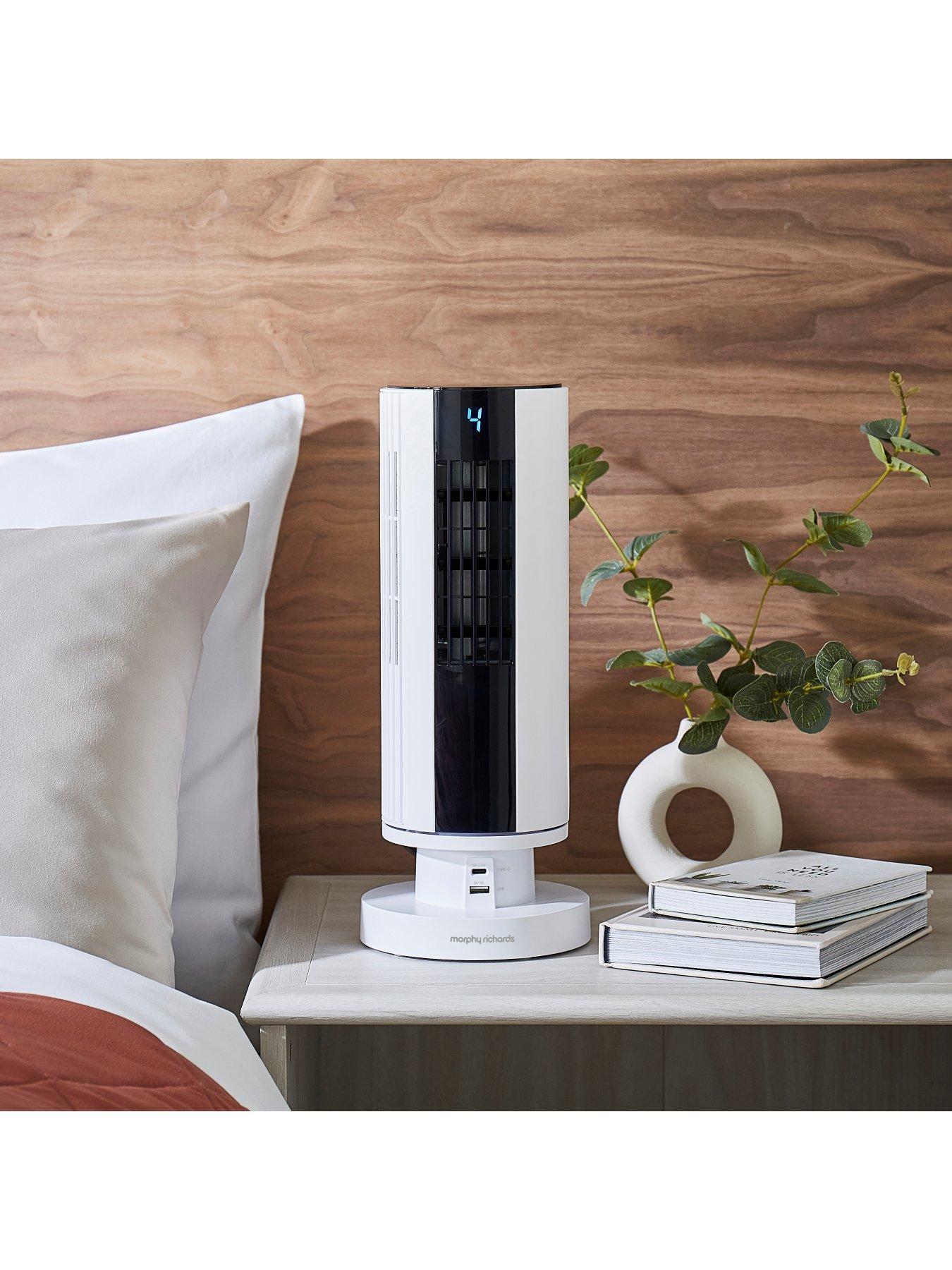 Image 3 of 8 of Morphy Richards AirFlex 14" Tower Fan with Built-In Device Charger - White