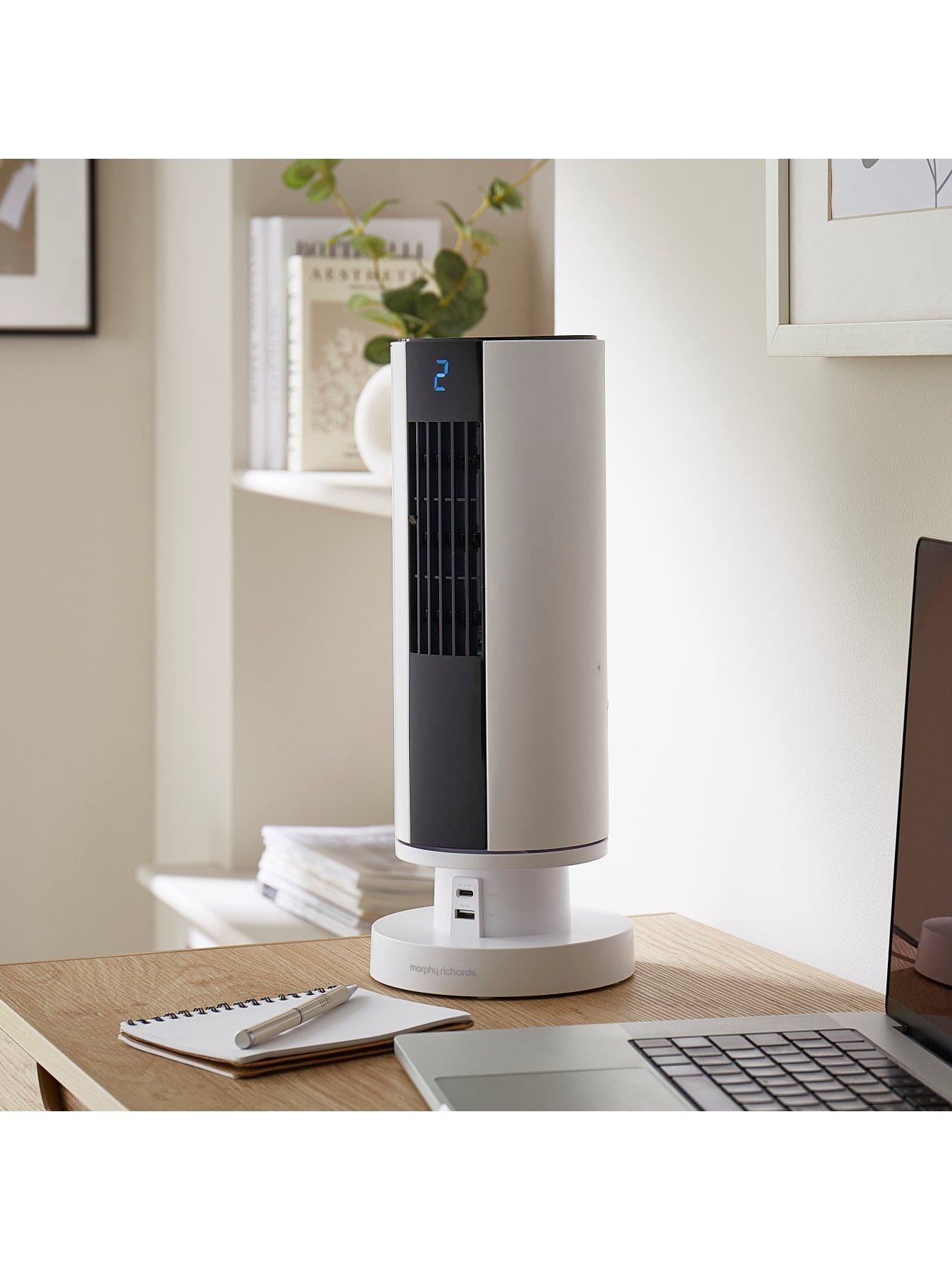 Image 4 of 8 of Morphy Richards AirFlex 14" Tower Fan with Built-In Device Charger - White
