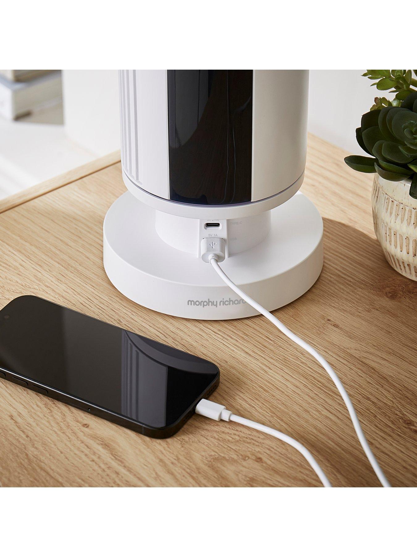 Image 5 of 8 of Morphy Richards AirFlex 14" Tower Fan with Built-In Device Charger - White