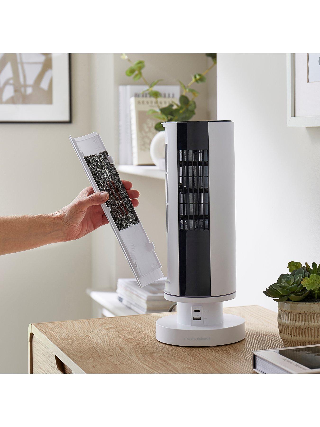 Image 7 of 8 of Morphy Richards AirFlex 14" Tower Fan with Built-In Device Charger - White