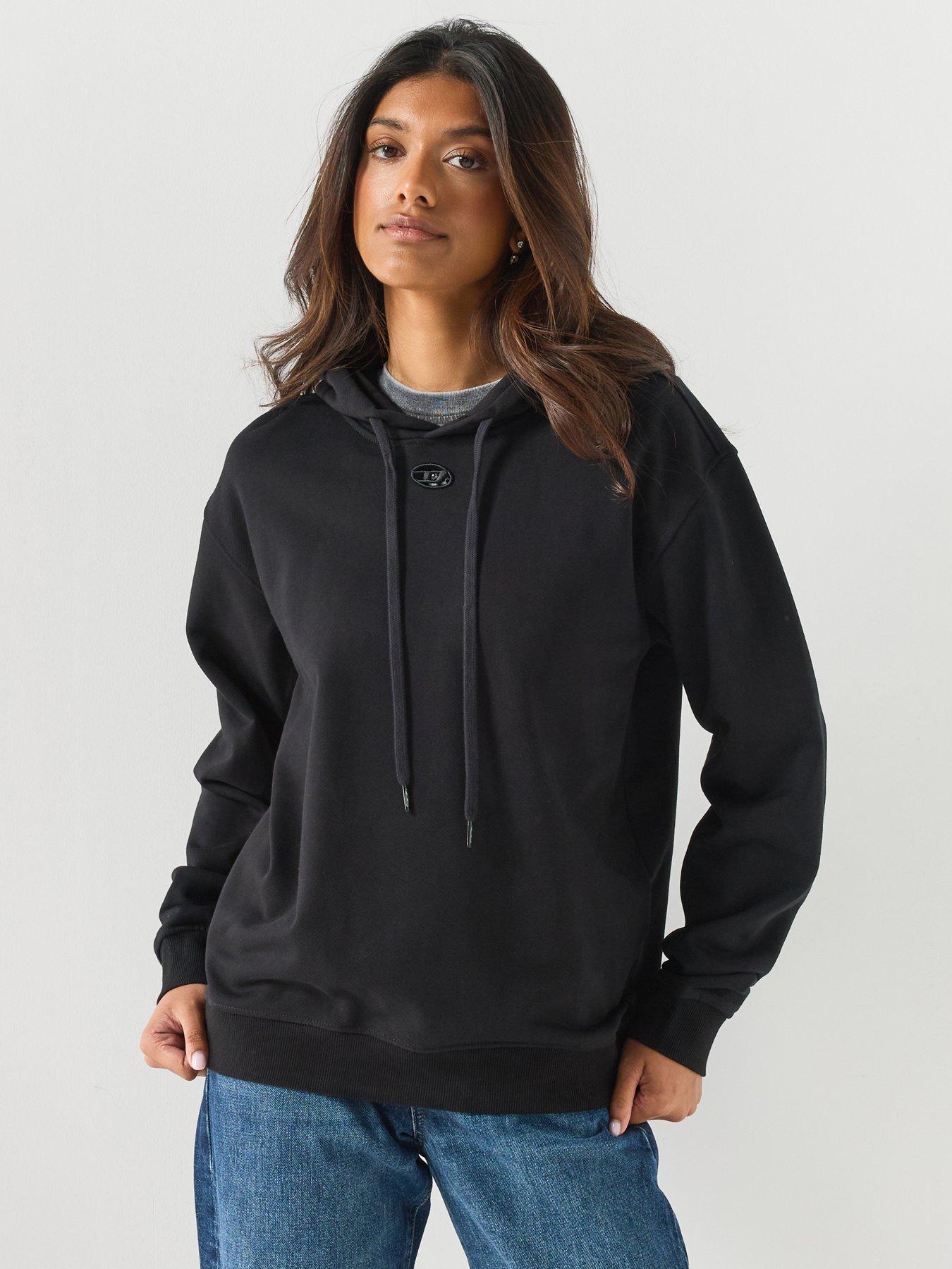 Image 1 of 6 of Diesel Hoodie in Cotton with Oval D Logo - Black