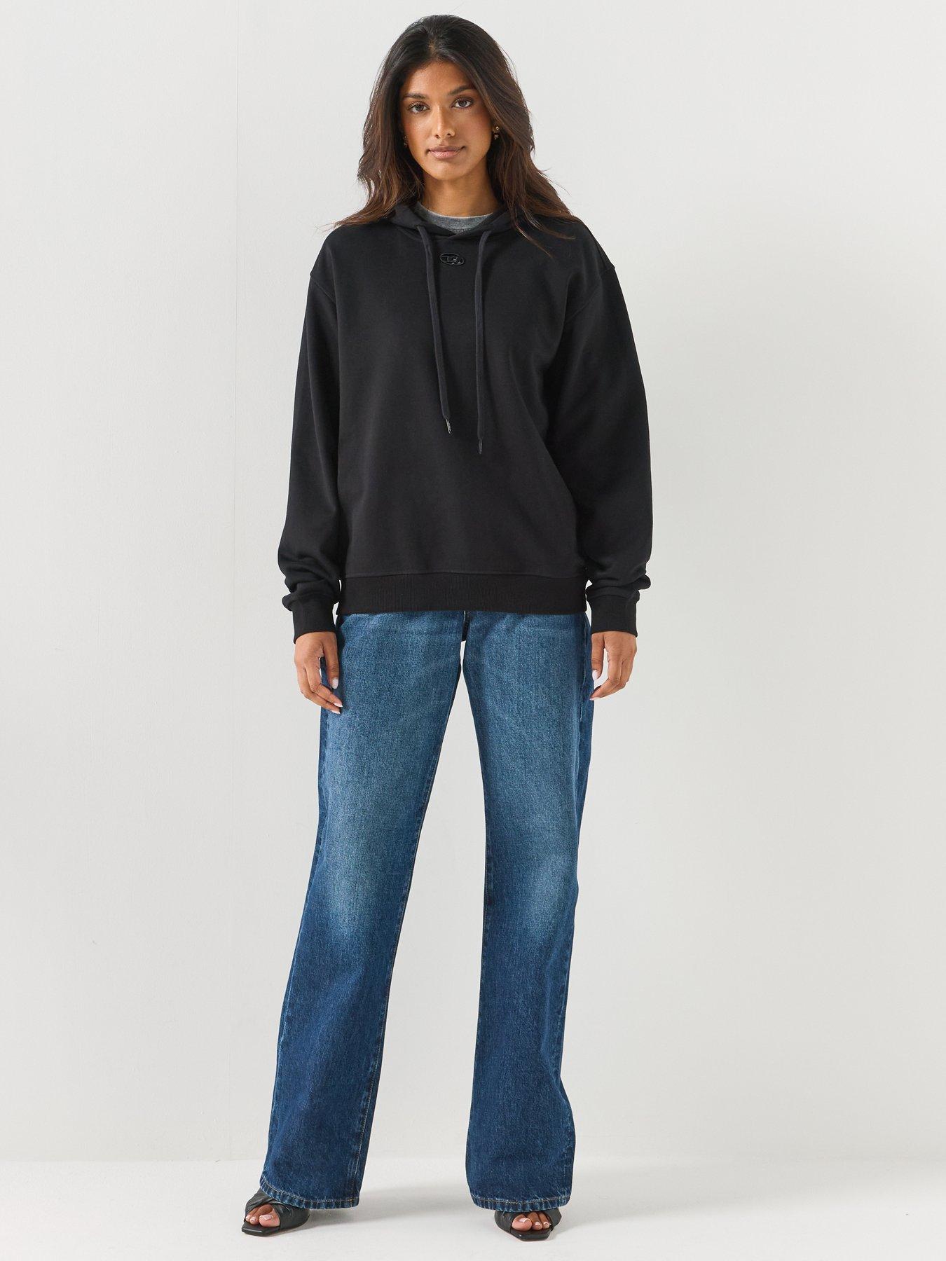 Image 3 of 6 of Diesel Hoodie in Cotton with Oval D Logo - Black