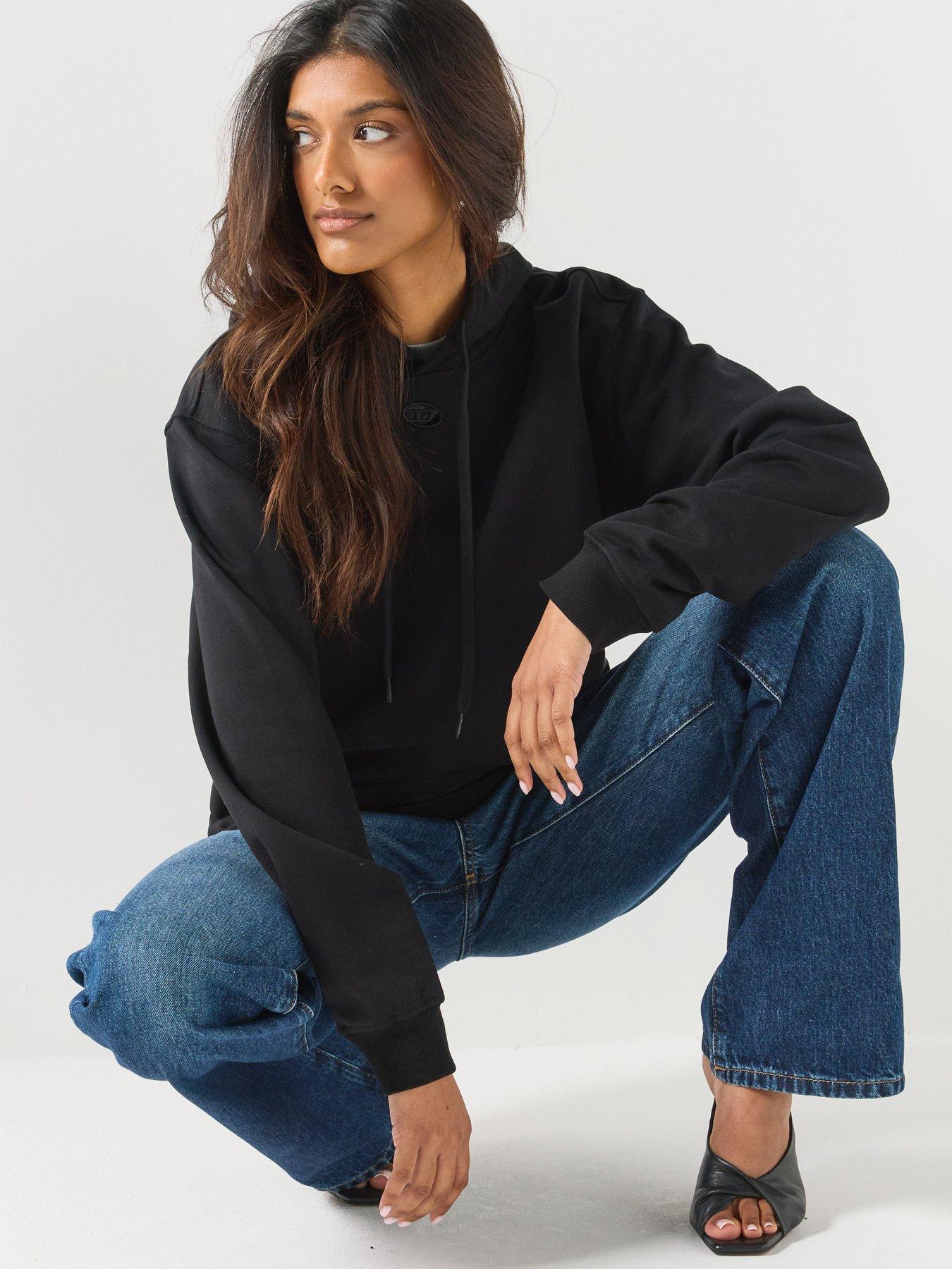 Image 4 of 6 of Diesel Hoodie in Cotton with Oval D Logo - Black