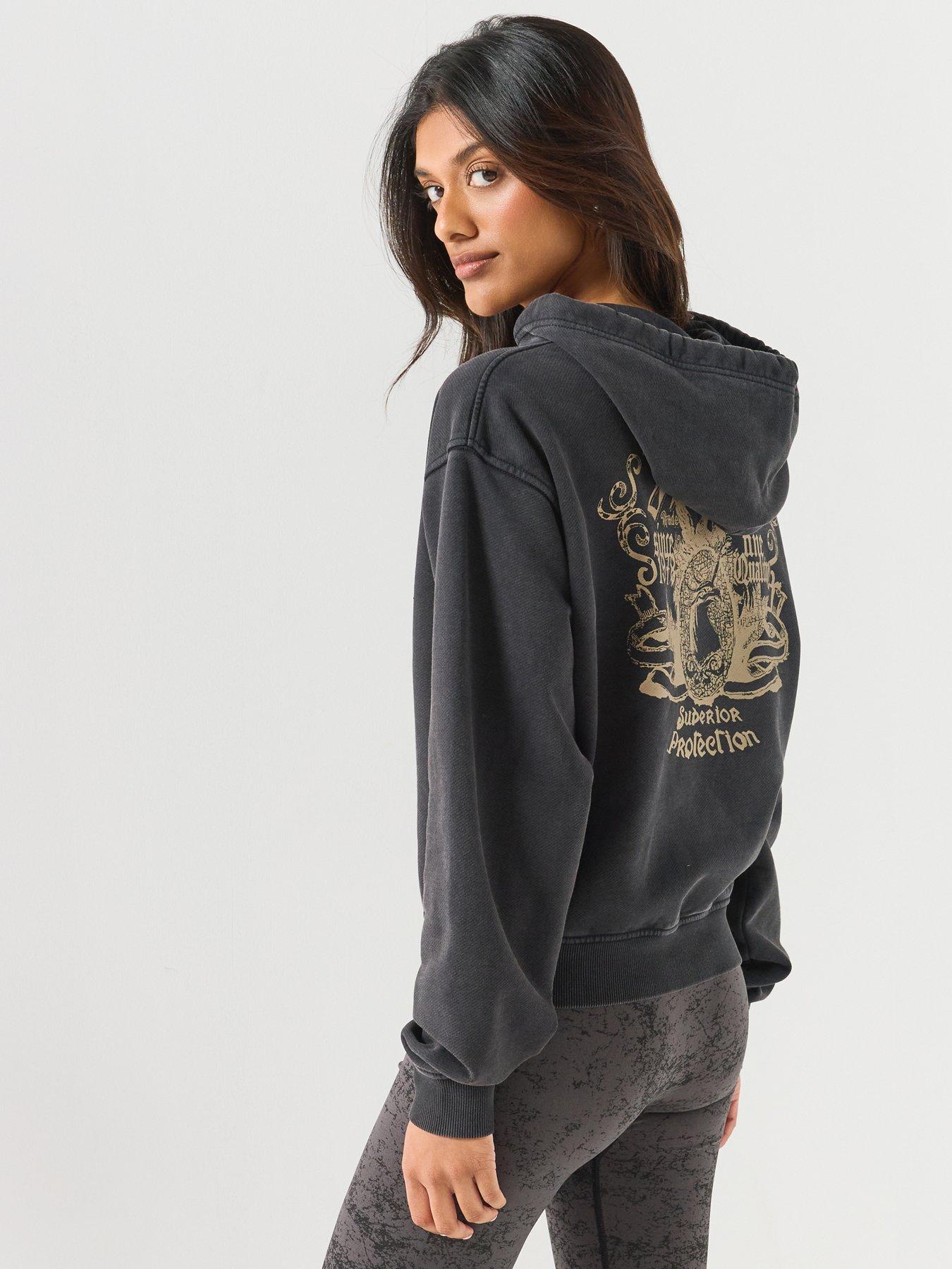 Image 1 of 6 of Diesel Hoodie with Prints and Rhinestone Studs - Black
