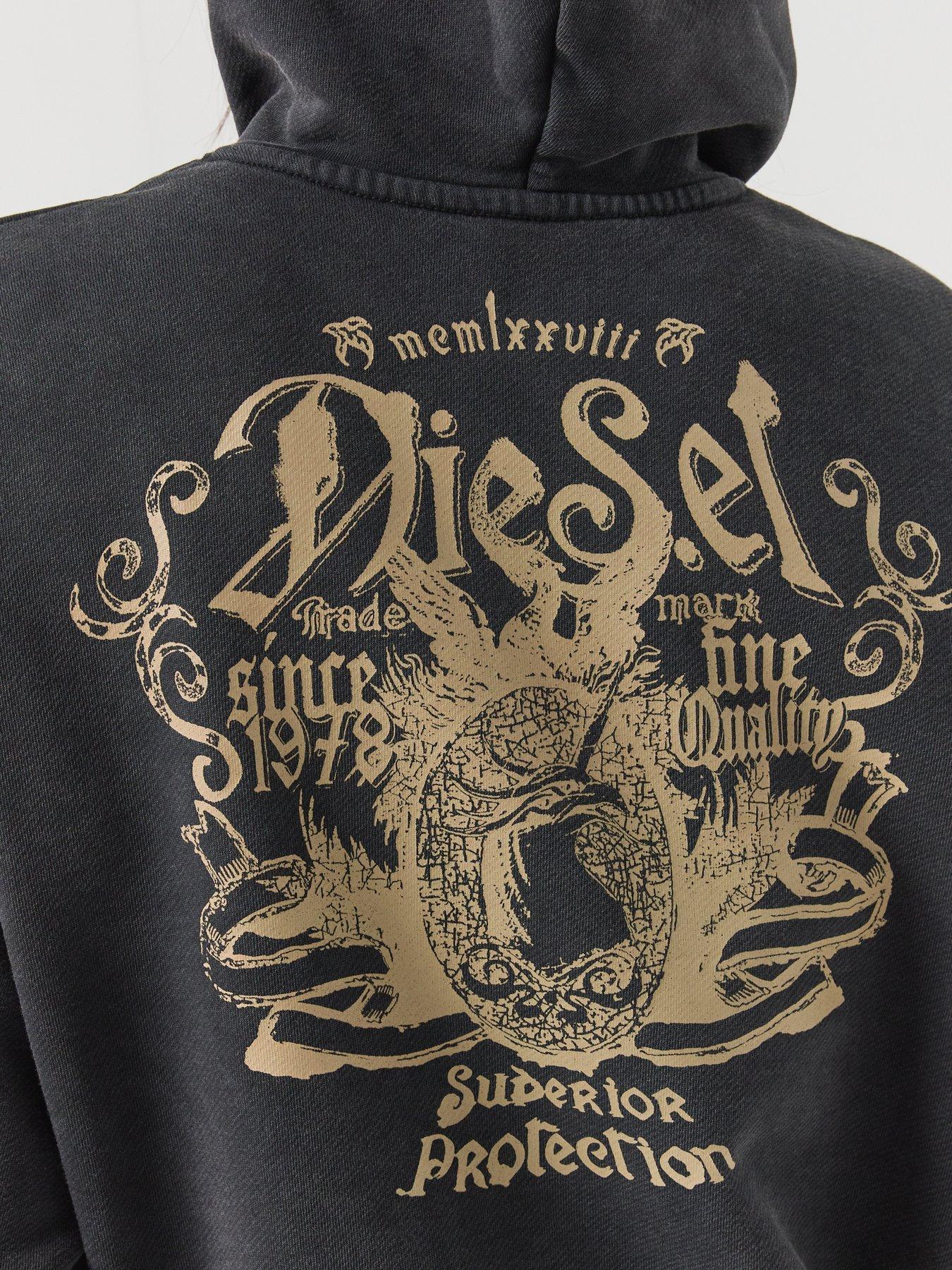 Image 5 of 6 of Diesel Hoodie with Prints and Rhinestone Studs - Black