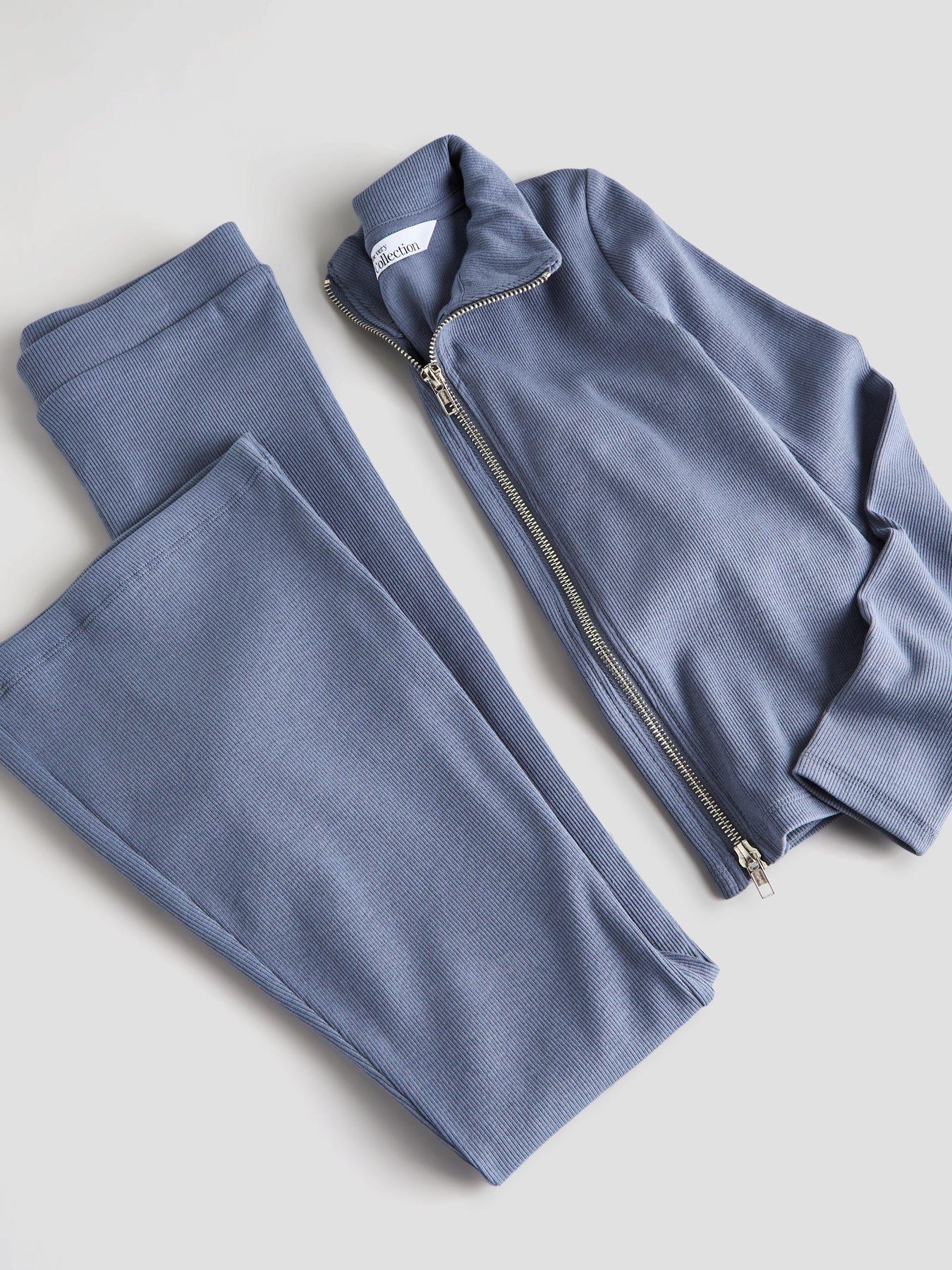 Image 3 of 6 of The Very Collection Girls Rib Zip Up Basic Set With Flare Leggings