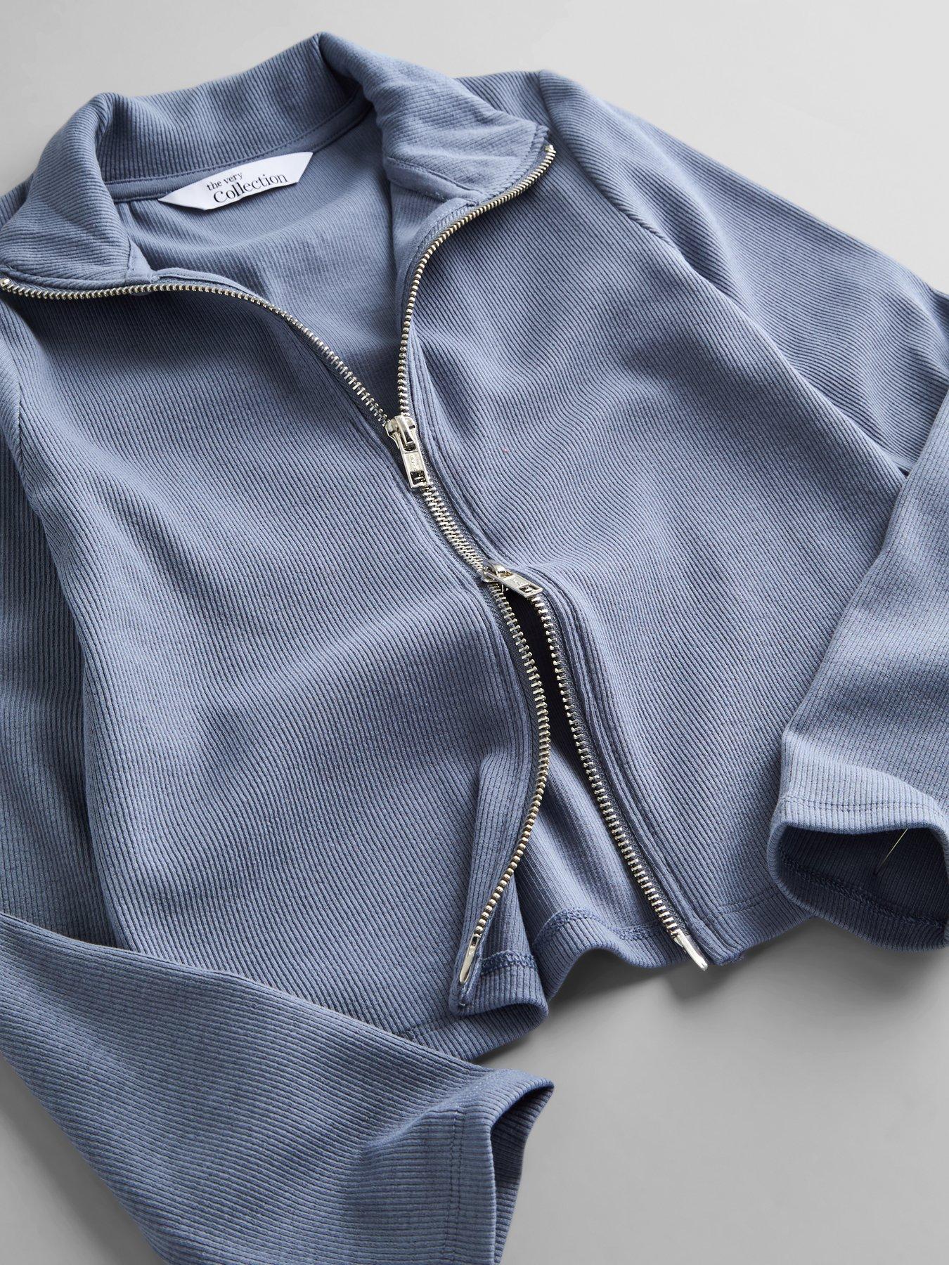 Image 5 of 6 of The Very Collection Girls Rib Zip Up Basic Set With Flare Leggings