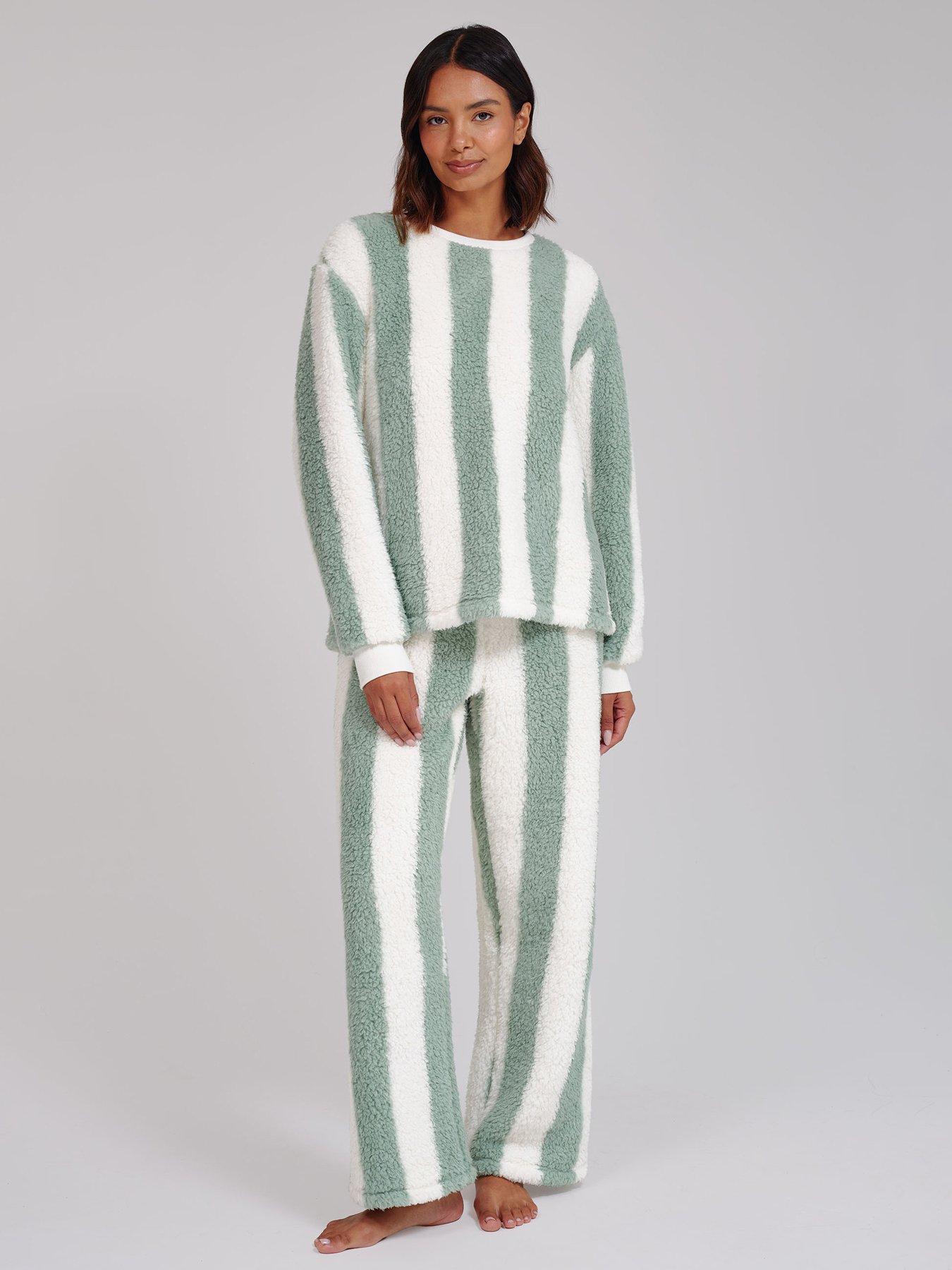 Loungeable Sherpa Round Neck Top  &  Wide Leg Twosie Lounge Set - Multi