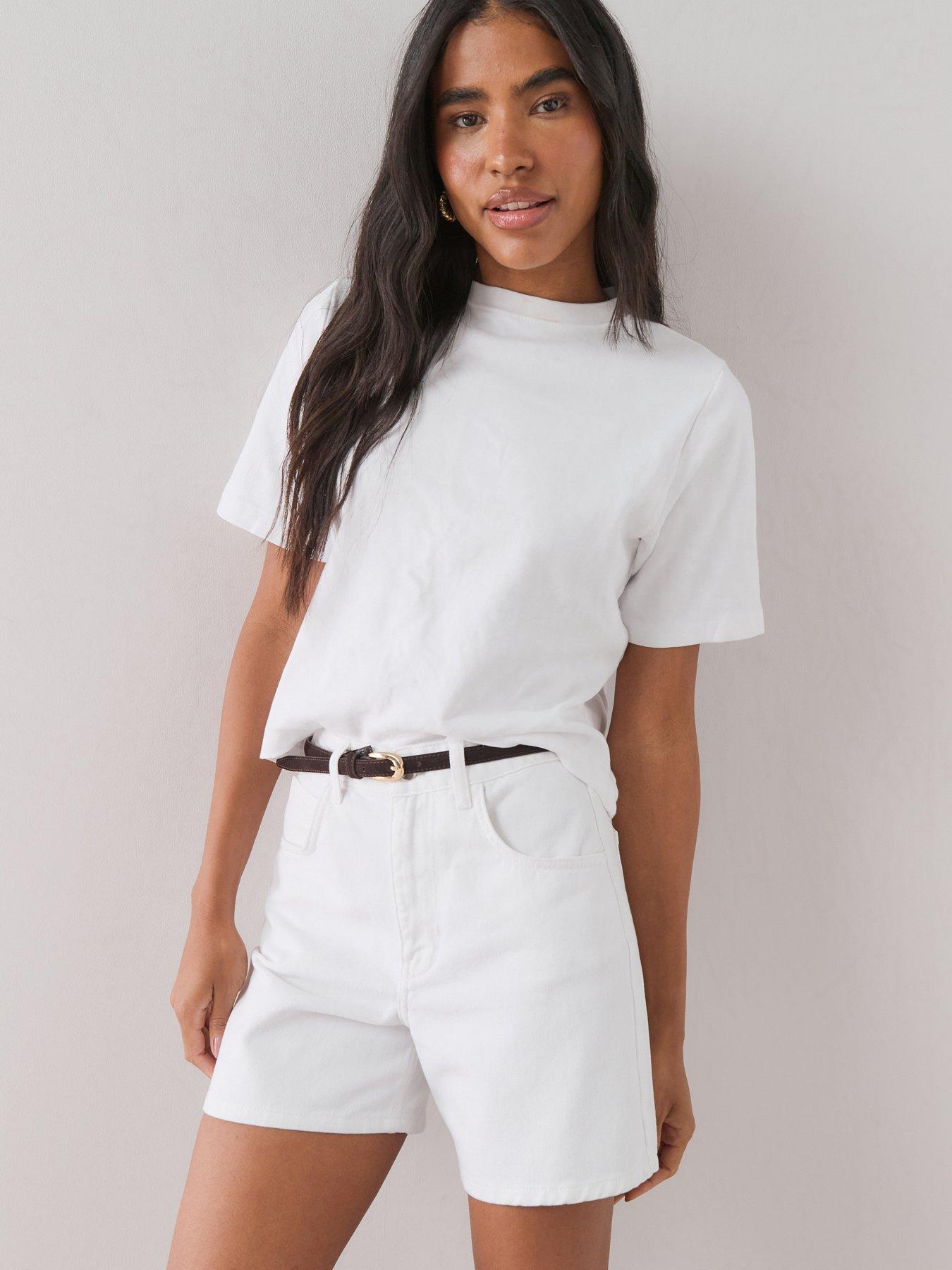 Image 1 of 6 of The Very Collection Bermuda Denim Shorts - White