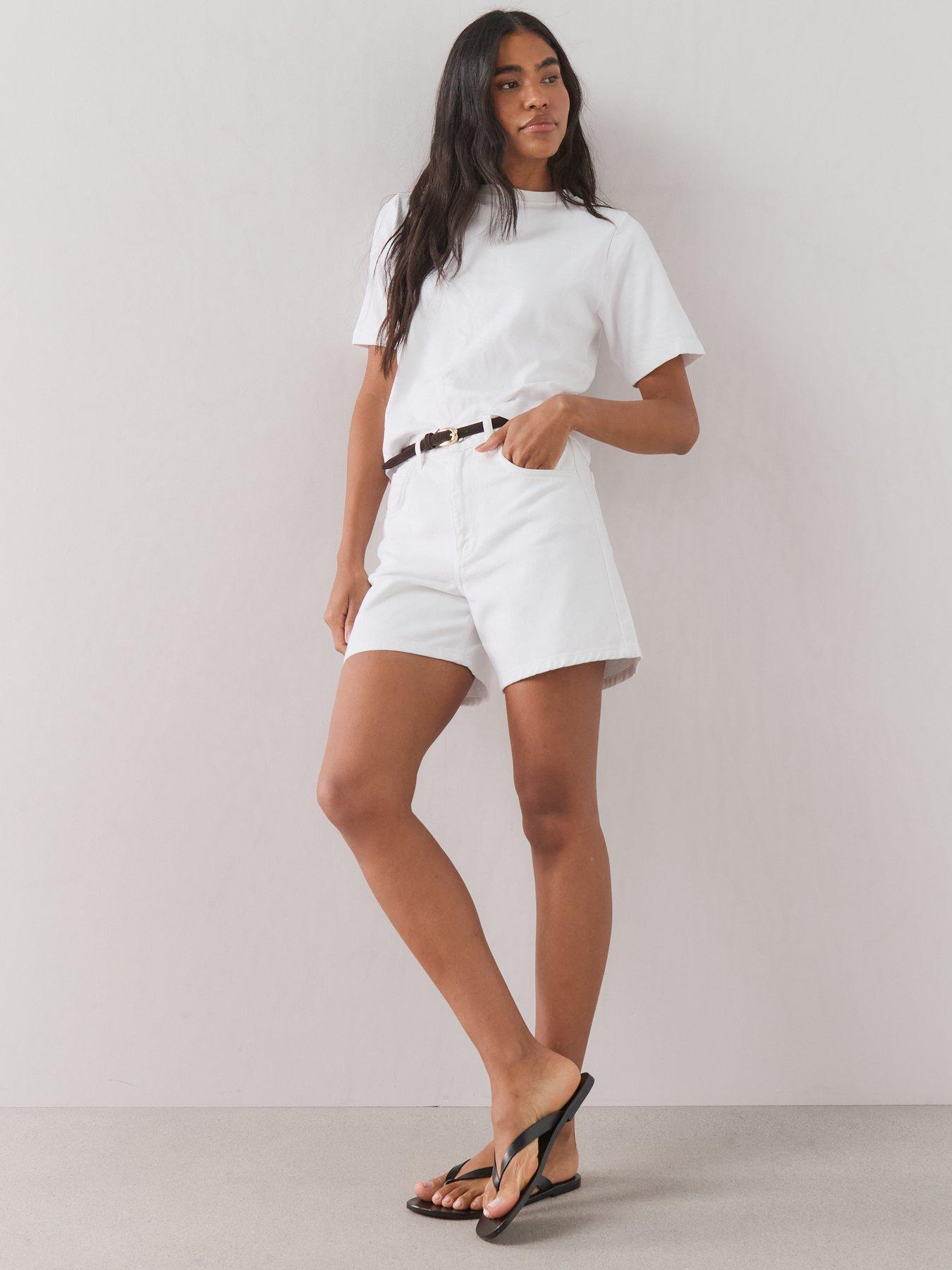 Image 3 of 6 of The Very Collection Bermuda Denim Shorts - White