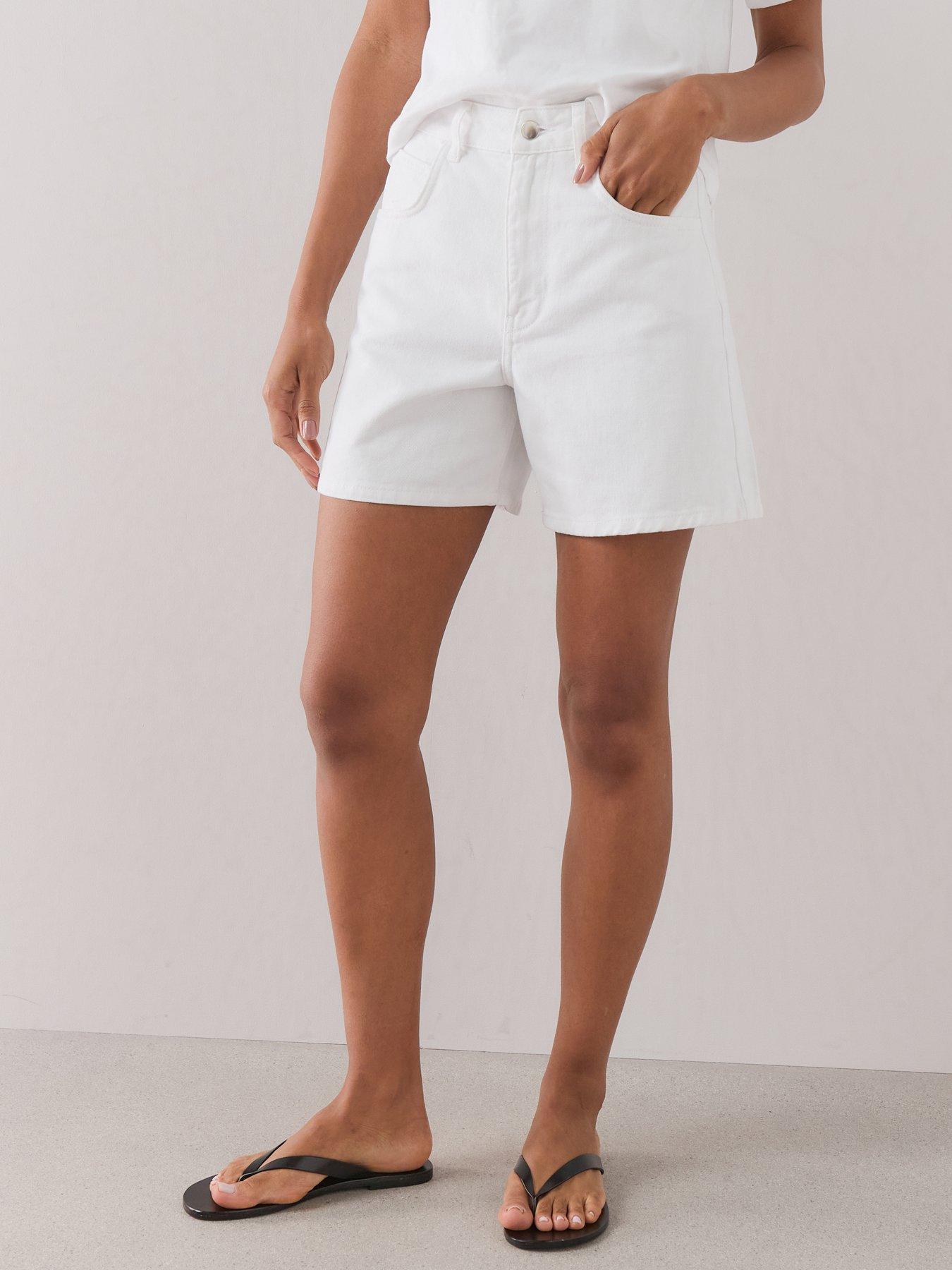 Image 4 of 6 of The Very Collection Bermuda Denim Shorts - White