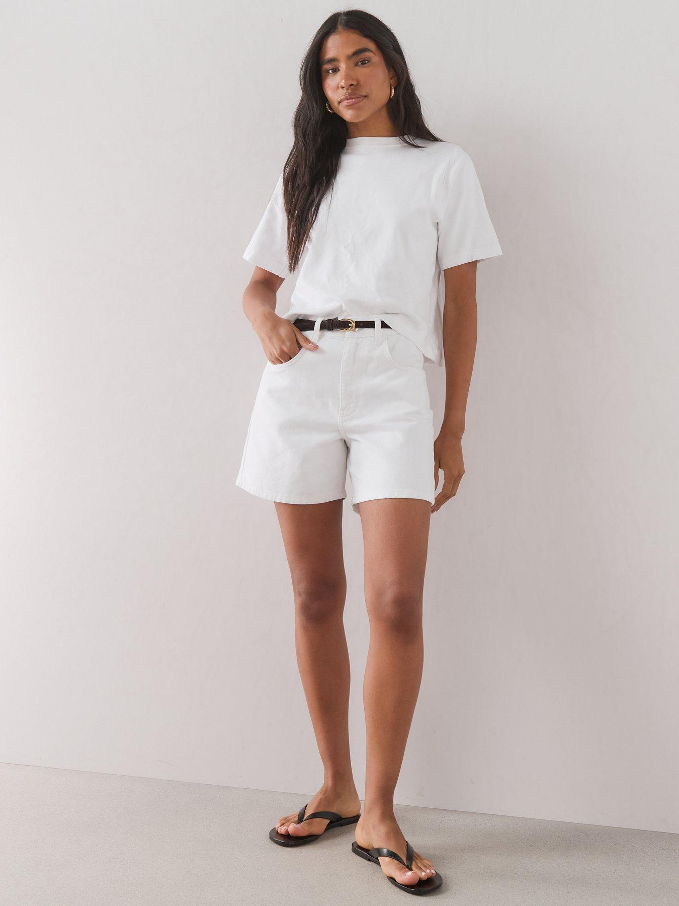 Image 6 of 6 of The Very Collection Bermuda Denim Shorts - White