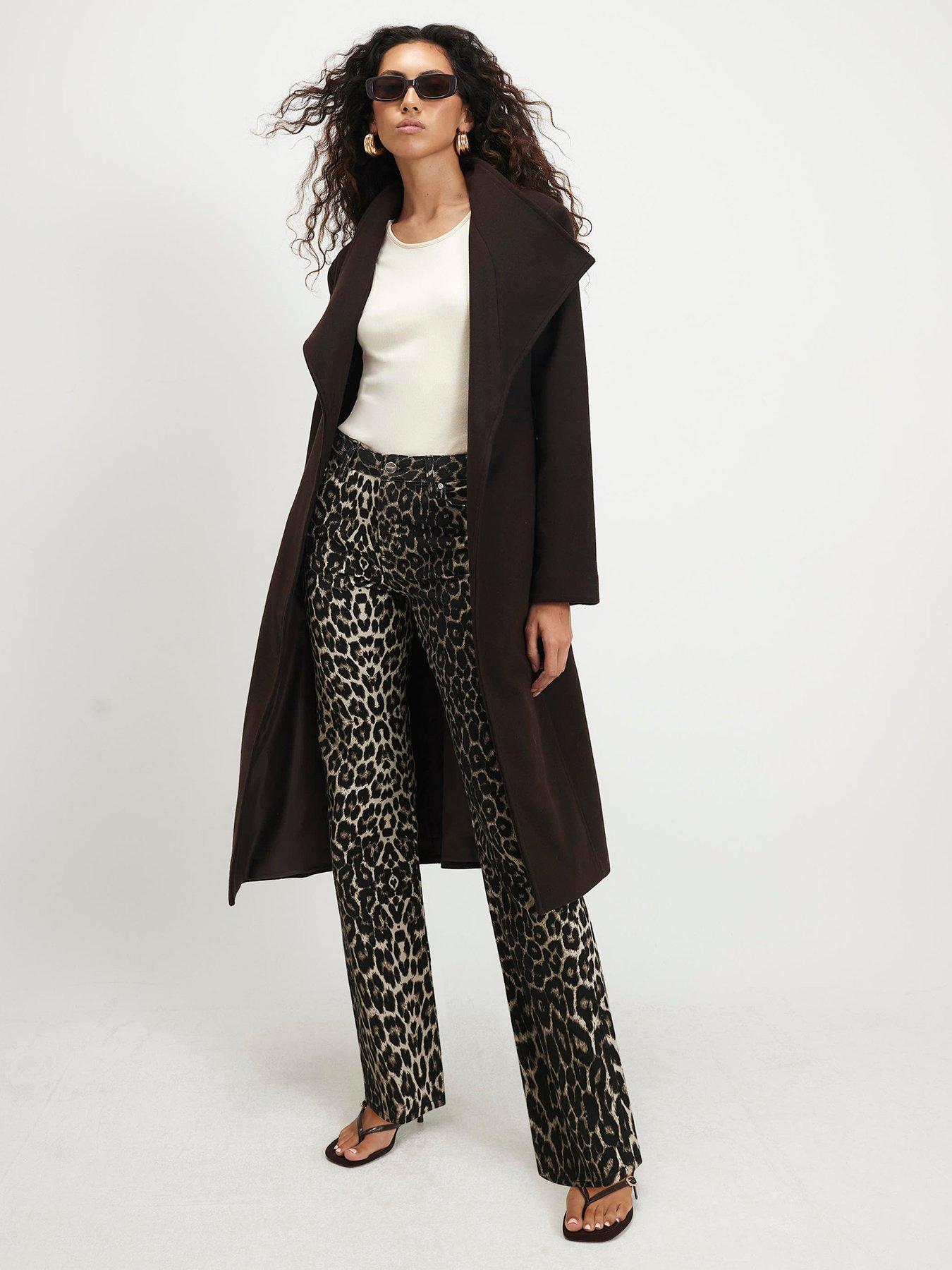 River Island Womens Belted Longline Coat - Brown