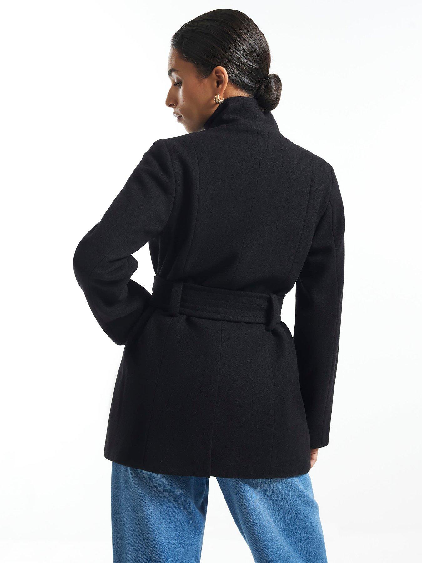Image 2 of 5 of River Island Petite Belted Short Wool Coat