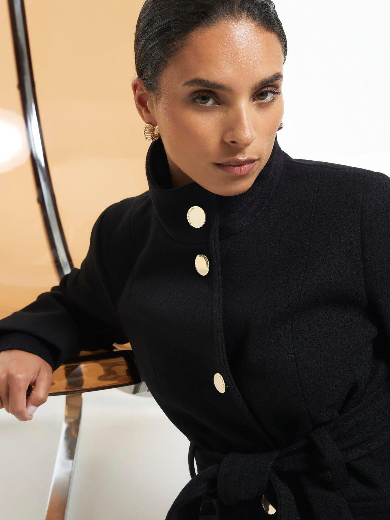 Image 3 of 5 of River Island Petite Belted Short Wool Coat