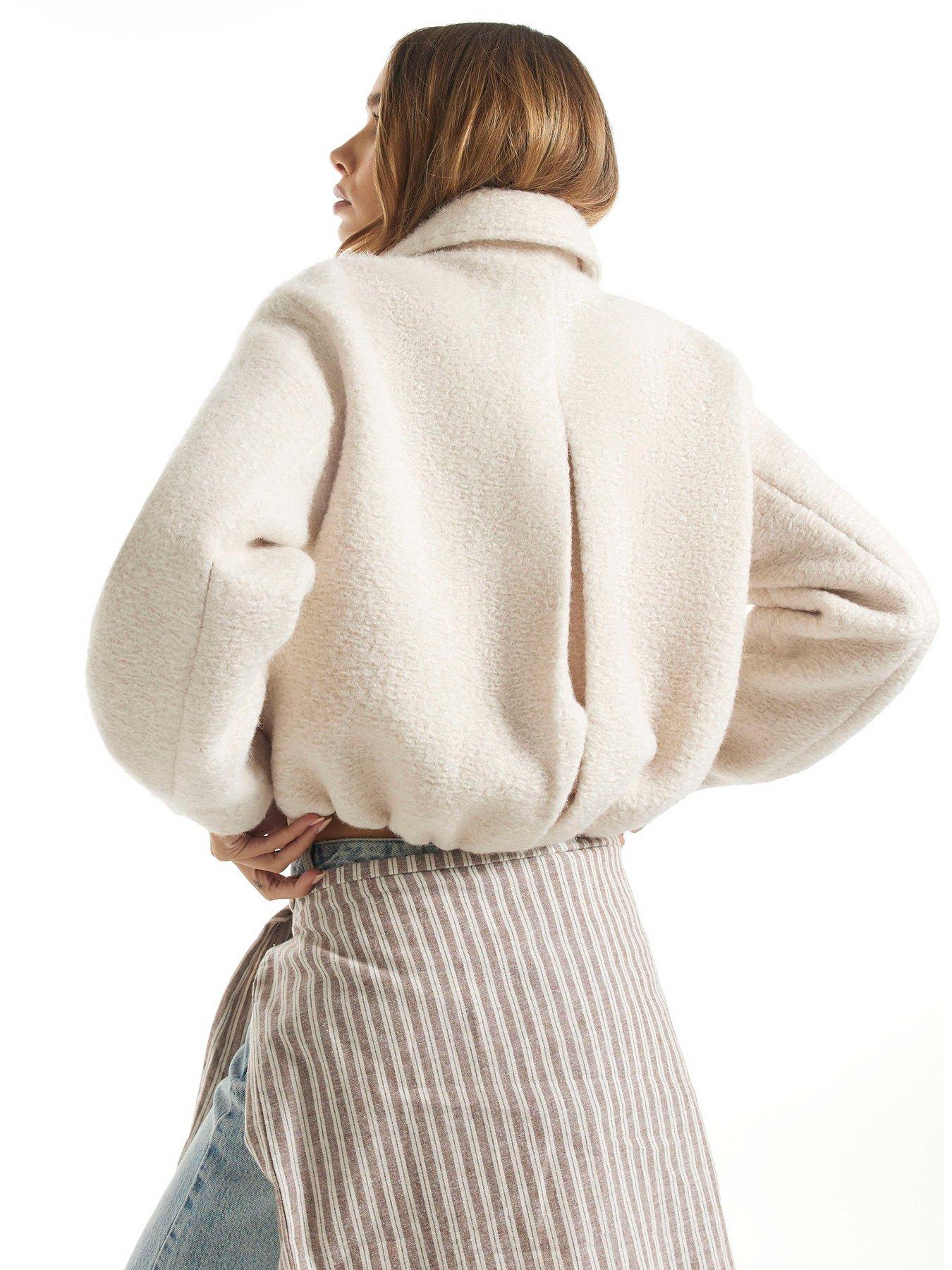 Image 2 of 4 of River Island Womens Teddy Popper Harrington Jacket - Beige