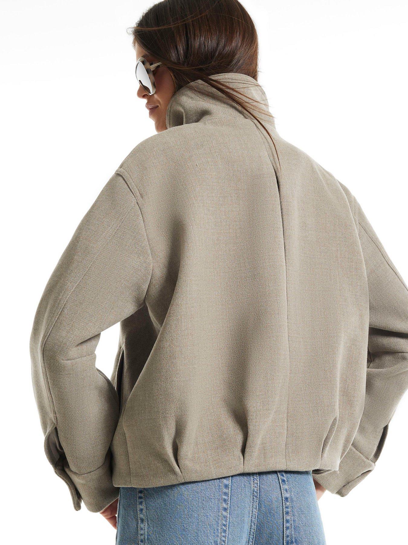 Image 2 of 5 of River Island High Neck Bomber Jacket - Brown