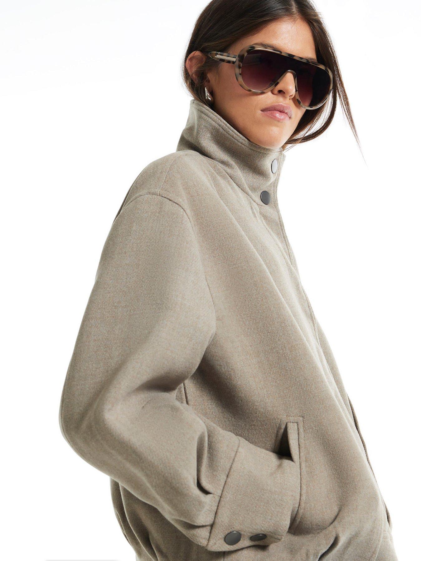 Image 3 of 5 of River Island High Neck Bomber Jacket - Brown