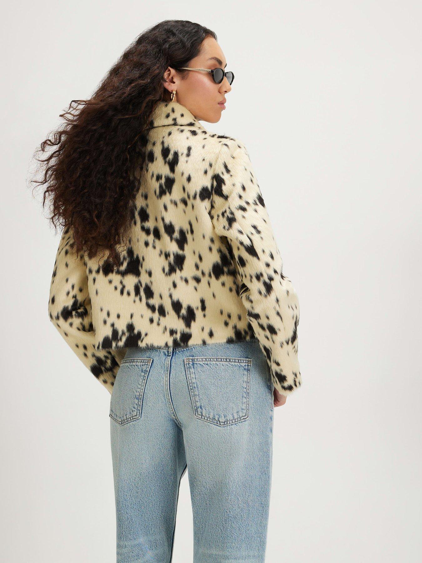 Image 2 of 6 of River Island Cow Print Single Breasted Jacket