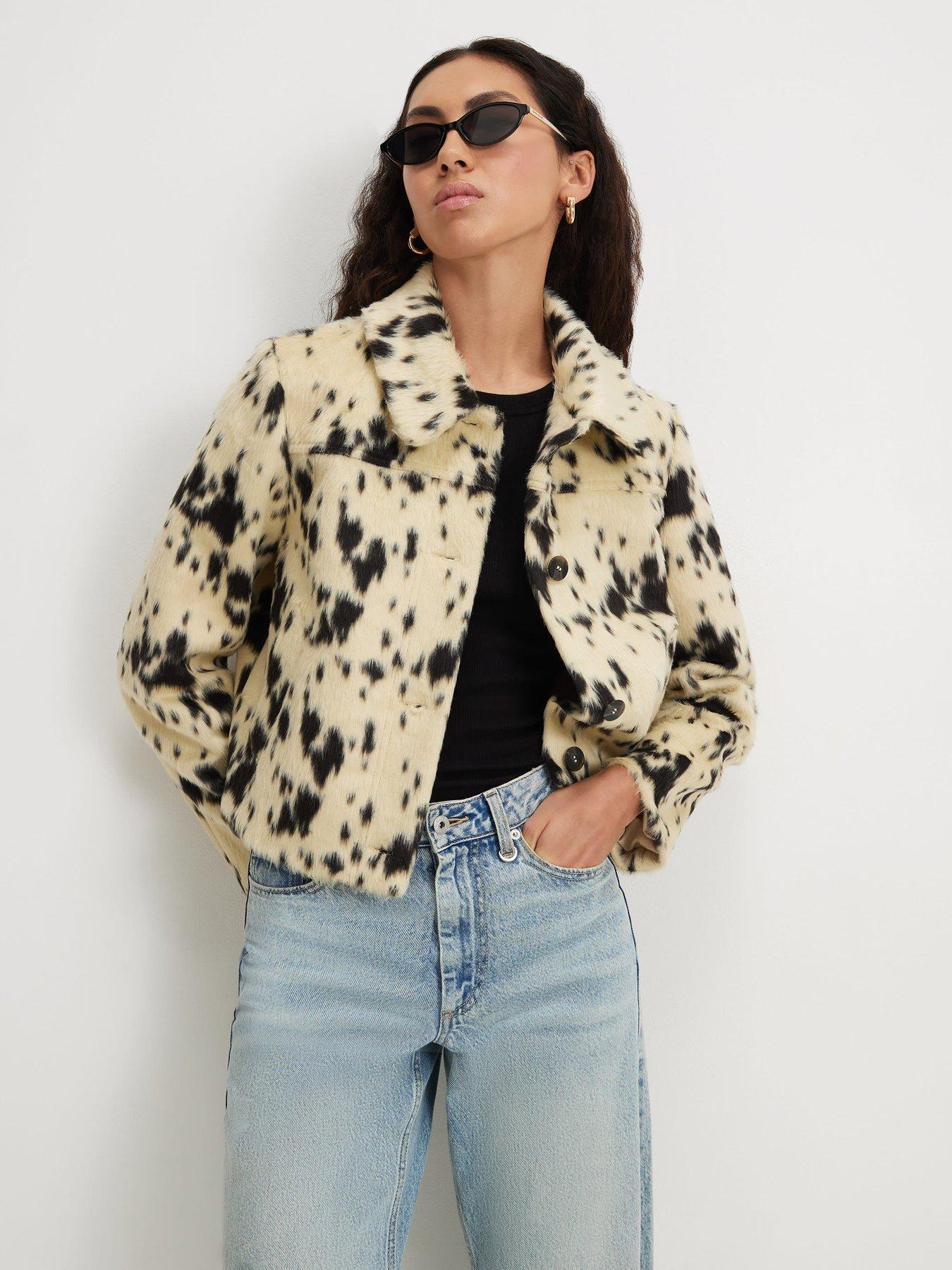 Image 3 of 6 of River Island Cow Print Single Breasted Jacket