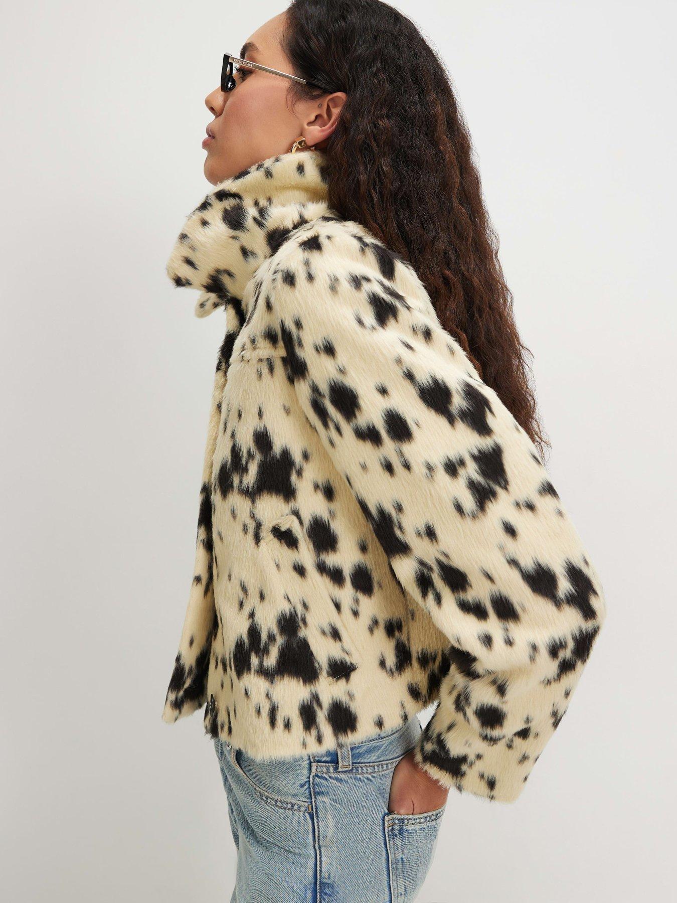 Image 4 of 6 of River Island Cow Print Single Breasted Jacket