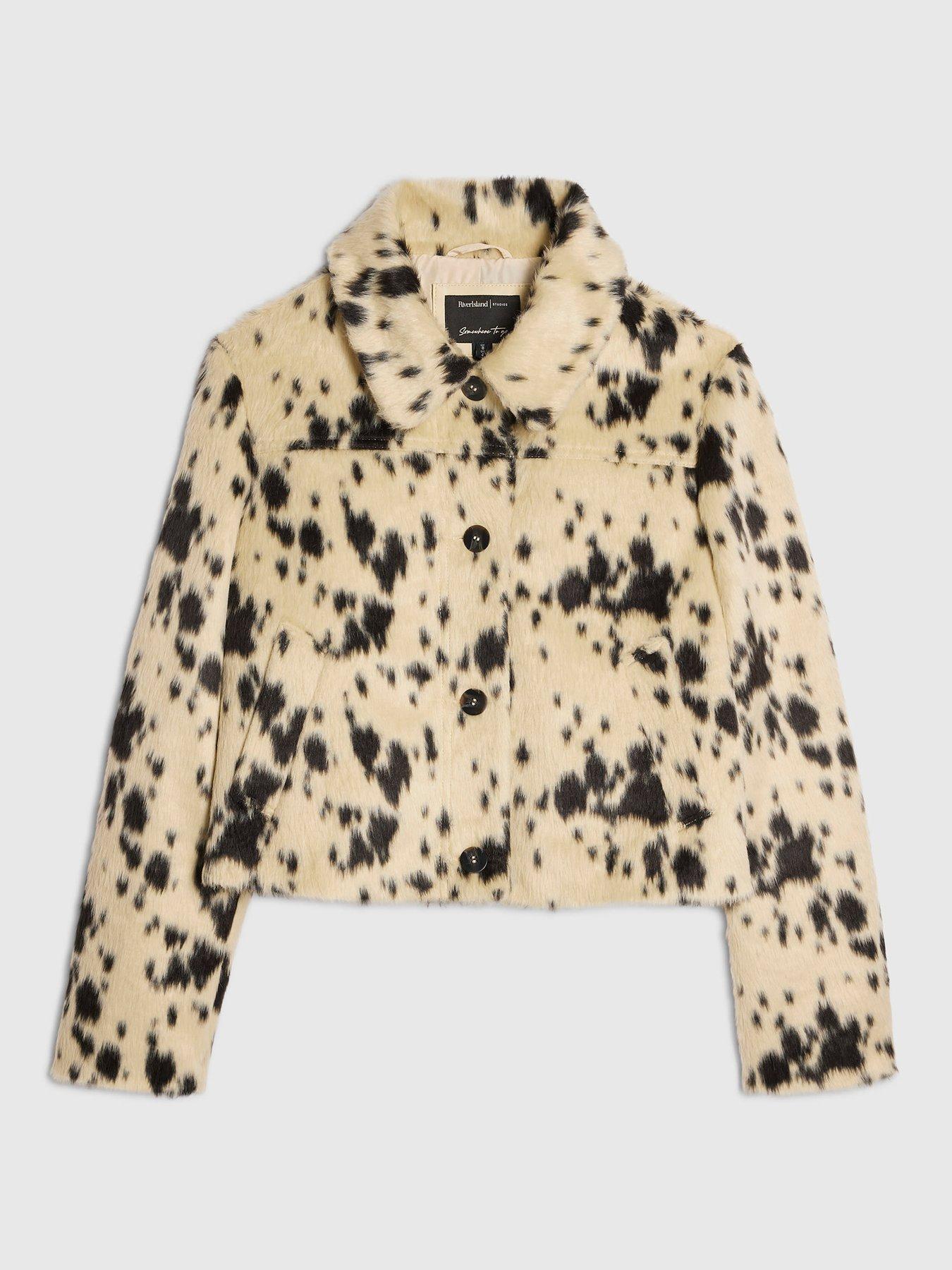 Image 5 of 6 of River Island Cow Print Single Breasted Jacket