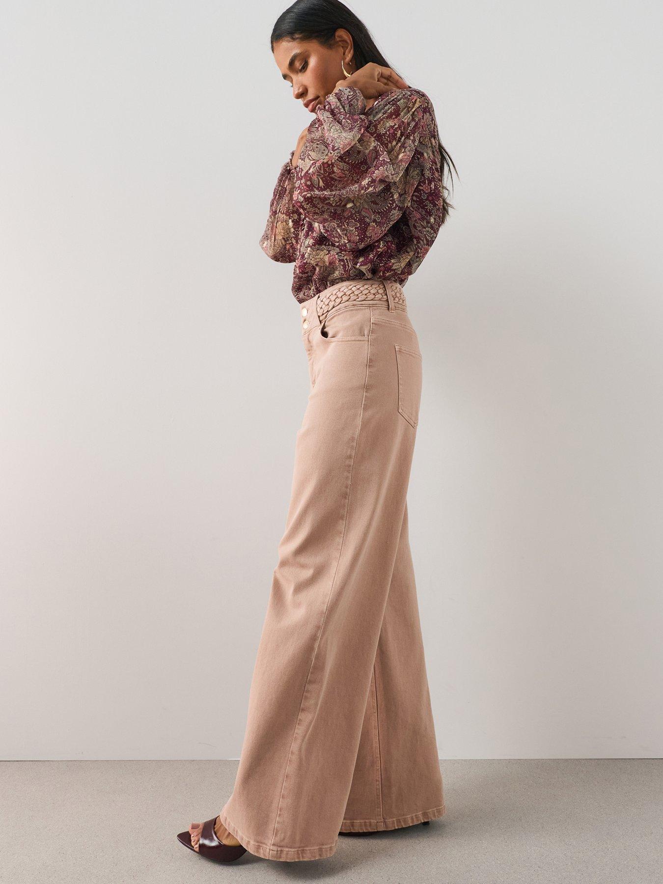 The Very Collection Plaited Double Button Wasitband Jeans - Beige