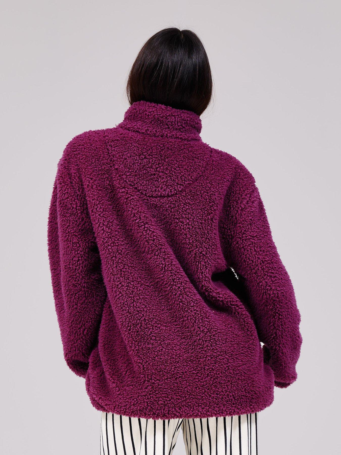 Image 5 of 6 of Loungeable Borg 1/4 Zip Jumper with Pockets - Purple
