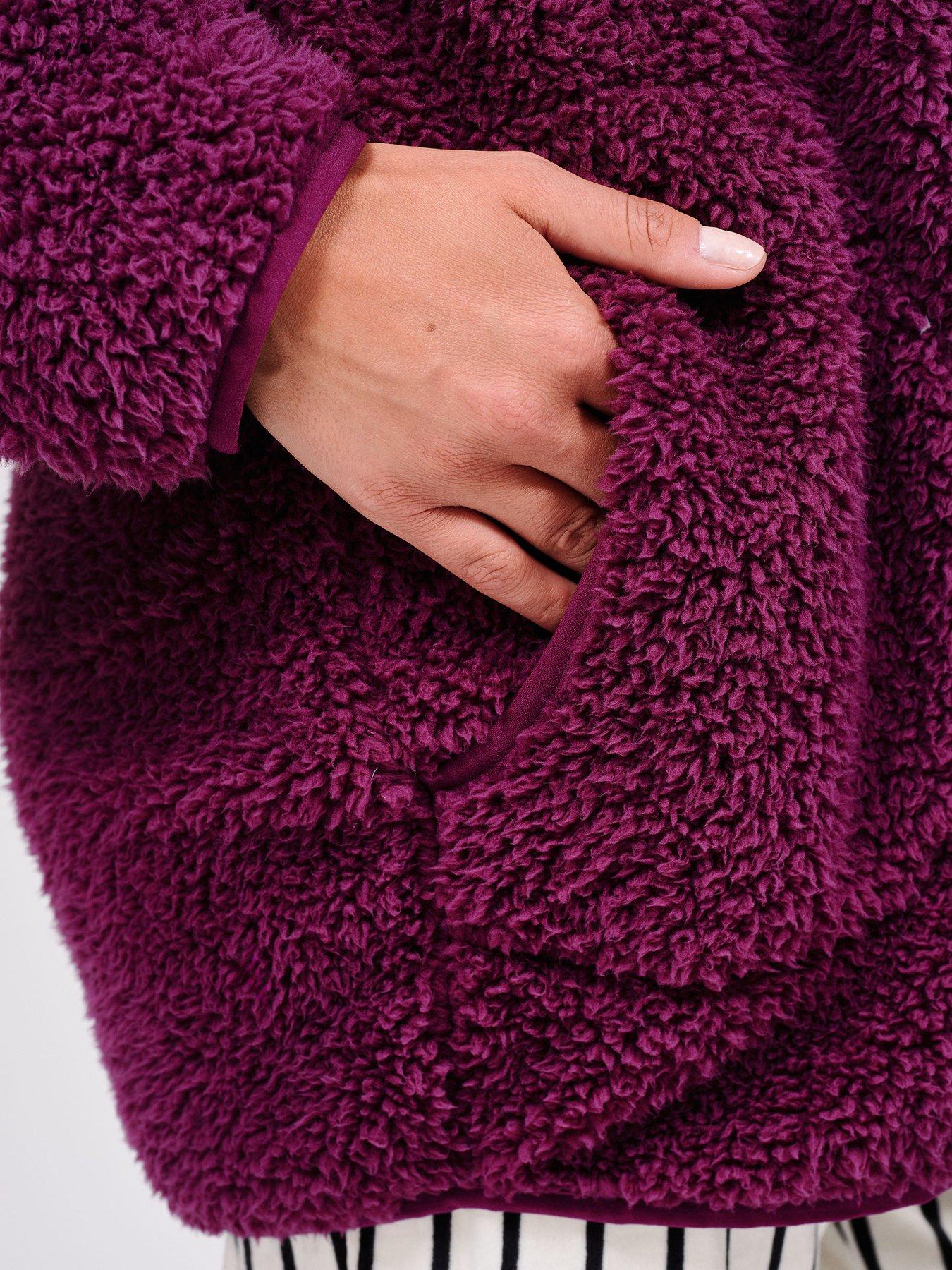 Image 6 of 6 of Loungeable Borg 1/4 Zip Jumper with Pockets - Purple