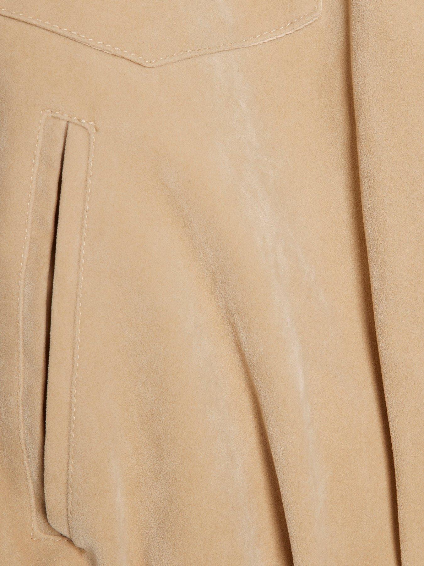 Image 5 of 5 of River Island Womens Oversized Suedette Zip-Through Bomber Jacket - Cream