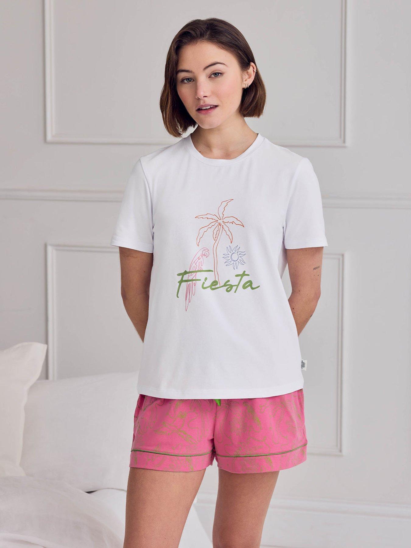 CHELSEA PEERS Chelsea Peers Cotton Fiesta Graphic Print Short Pyjama Set - Pink