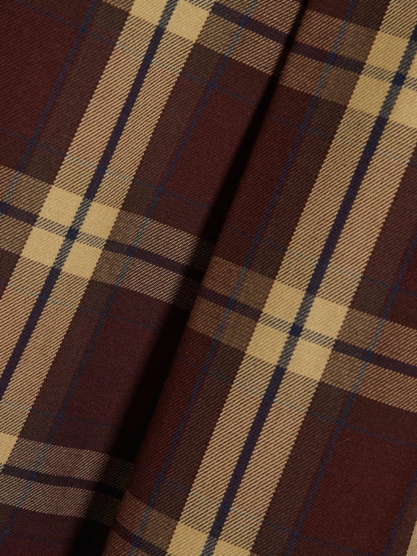 Image 6 of 6 of River Island Womens Check Barrel Leg Wide Leg Trousers - Brown