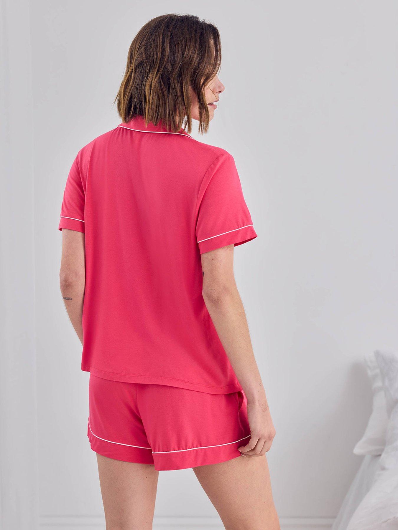 Image 2 of 6 of CHELSEA PEERS Chelsea Peers Modal Short Button Up Pyjama Set - Hot Pink - Multi