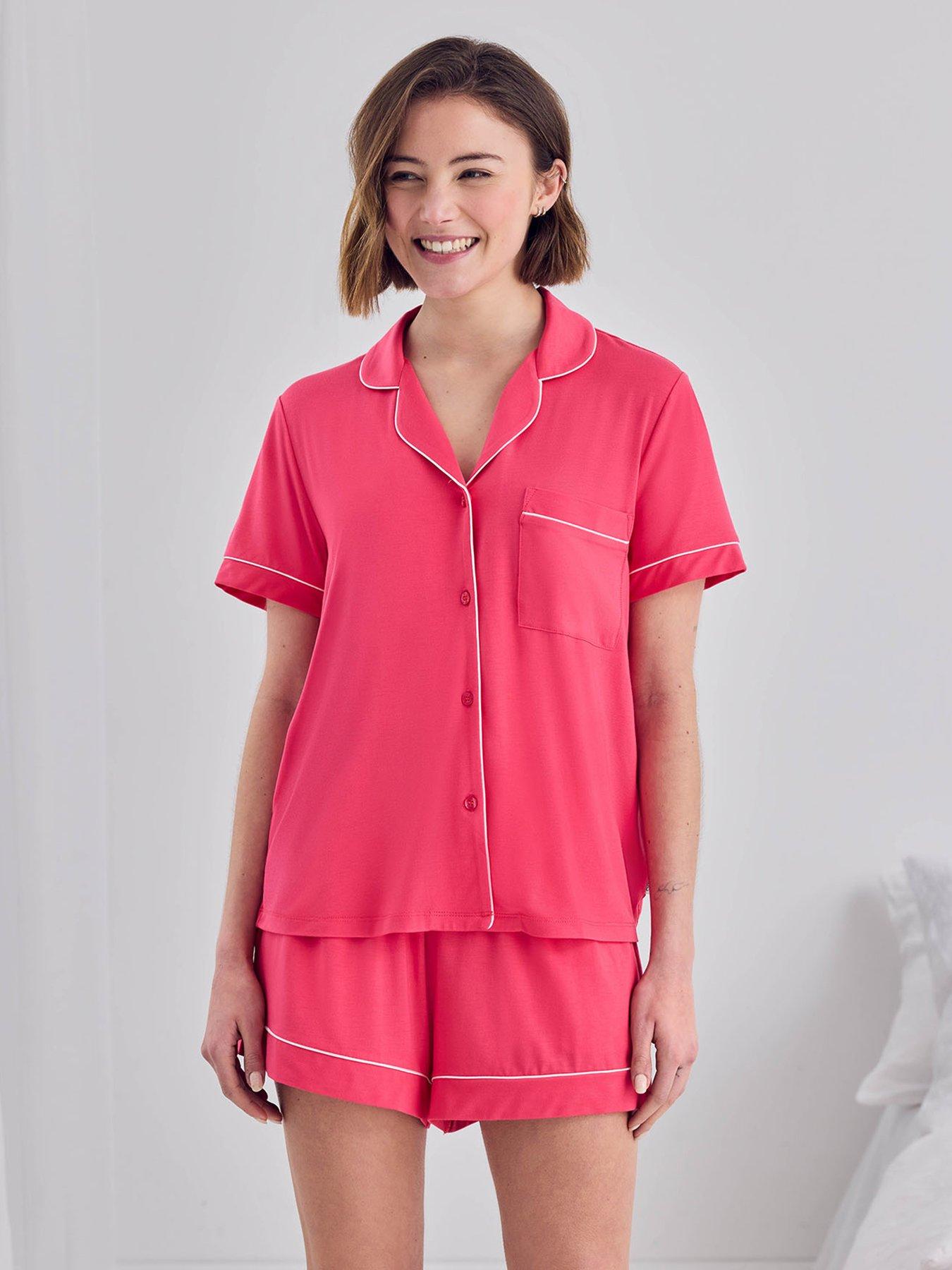 Image 5 of 6 of CHELSEA PEERS Chelsea Peers Modal Short Button Up Pyjama Set - Hot Pink - Multi