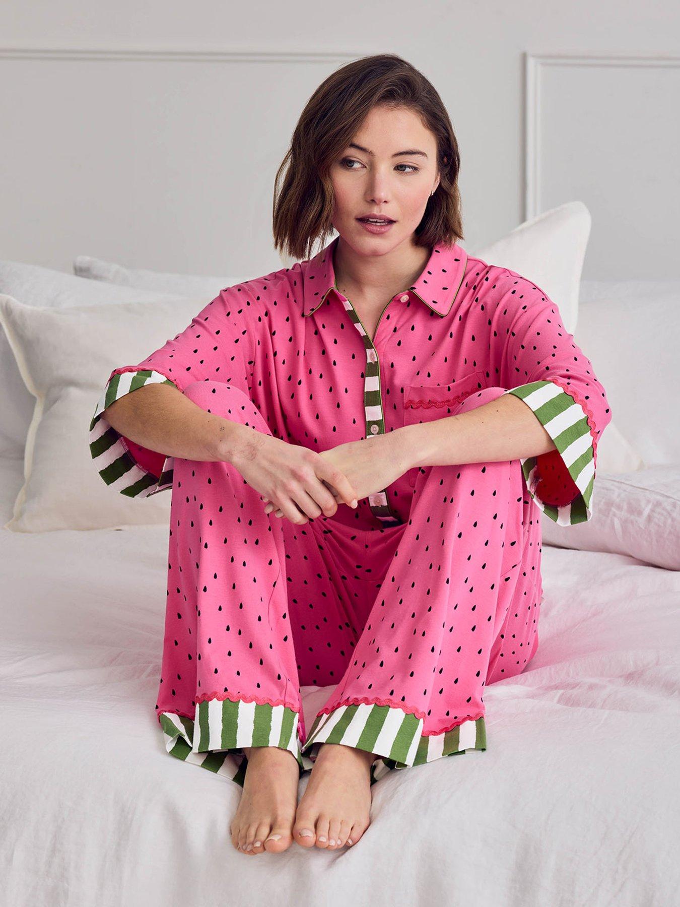 CHELSEA PEERS Chelsea Peers Cotton Watermelon Print Long Pyjama Set - Pink